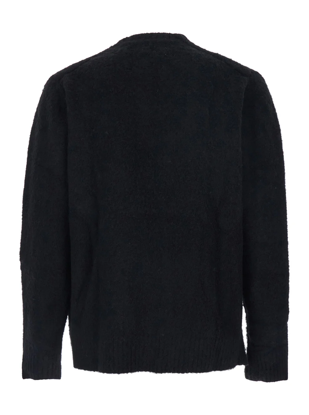 Coor Black Crew Neck Sweater with Brushed Effect in Alpaca and Wool Blend Man Nylon Spandex Jersey