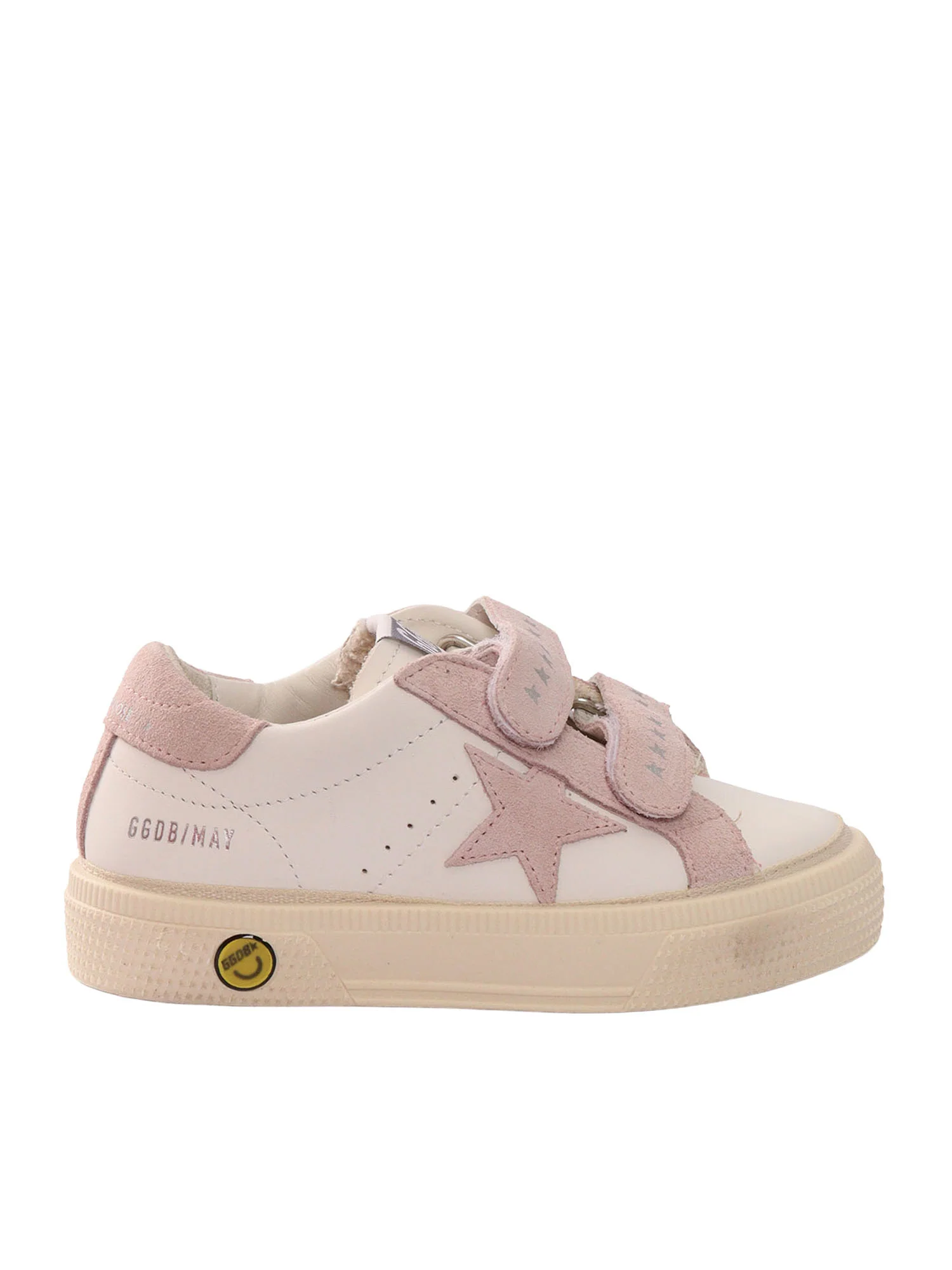 Golden Goose MAY SCHOOL LEATHER UPPER TOE AND TONGUE SUEDE STRAP STAR HEEL White Kid Sneaker