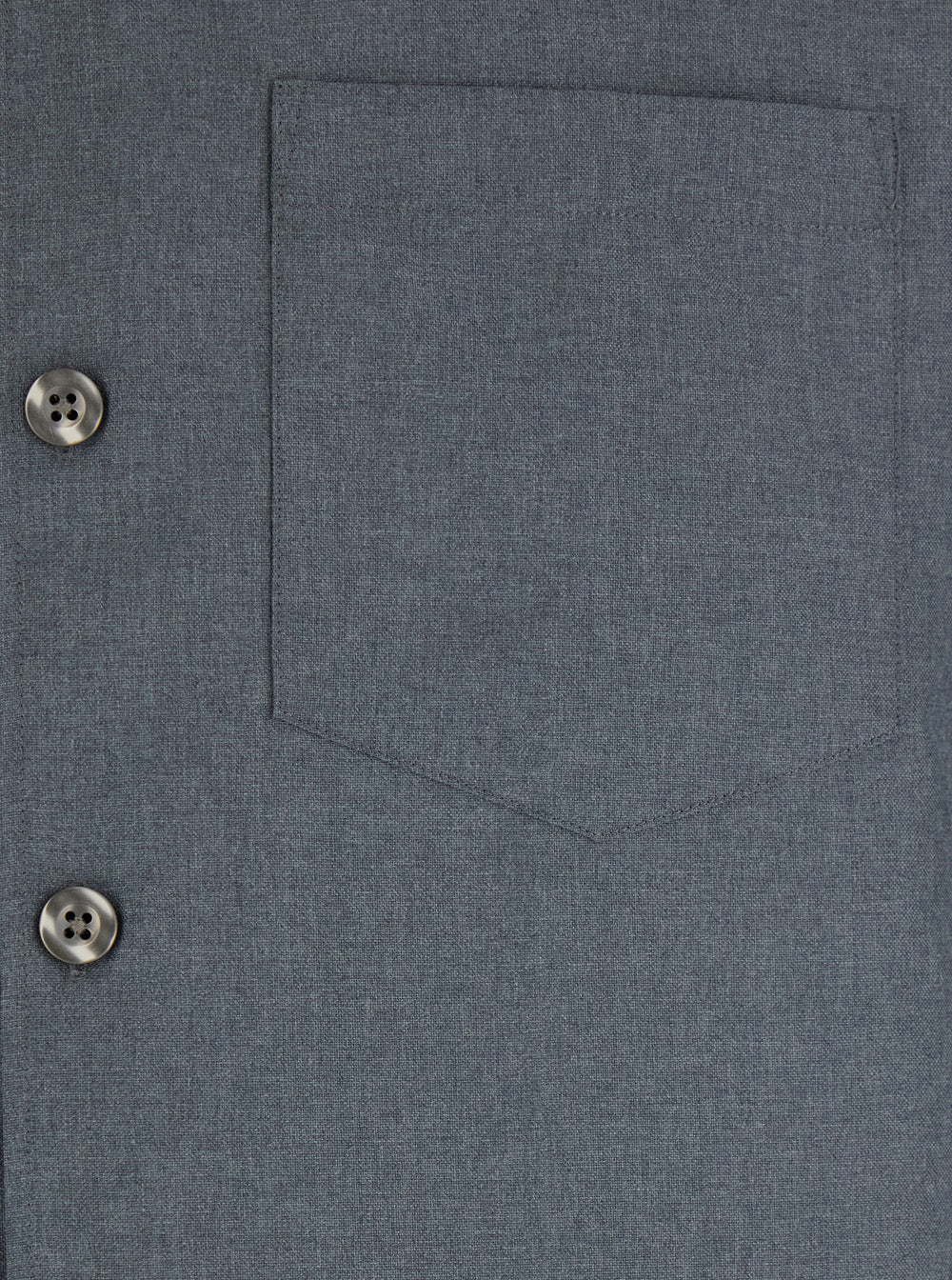 Plain Grey Shirt with Classic Collar in Virgin Wool Blend Man Polyester And Blouses