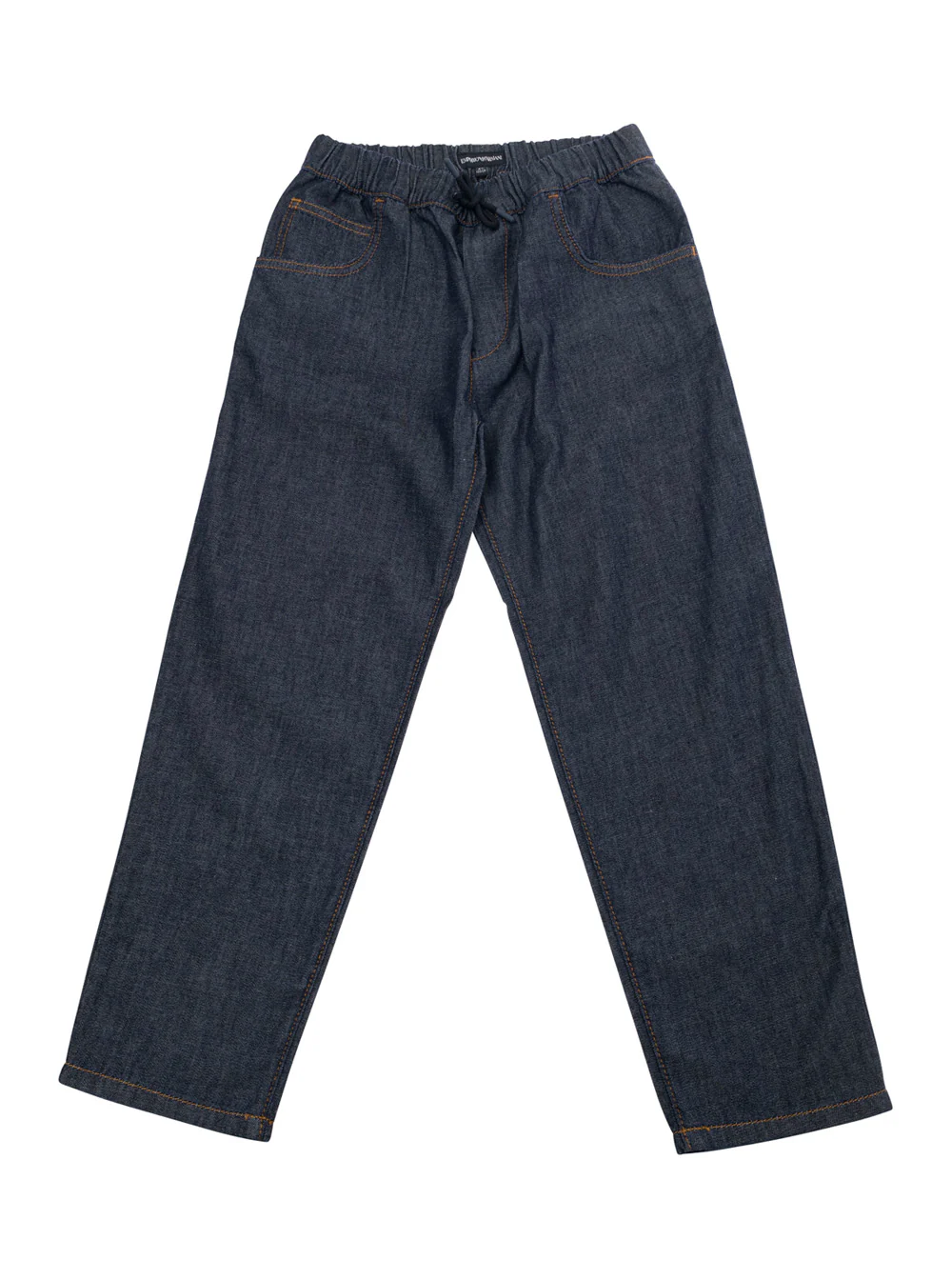 Emporio Armani Kids Blue Pants With Drawstring Elastic Waist And Logo Embroidery On The Rear Cotton Boy Blu Jean
