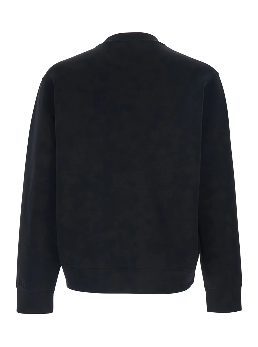 Emporio Armani Crewneck Sweatshirt with Logo Embroidery on the Front in Cotton Blend Black Men Polyester Elastane Sweatshirts