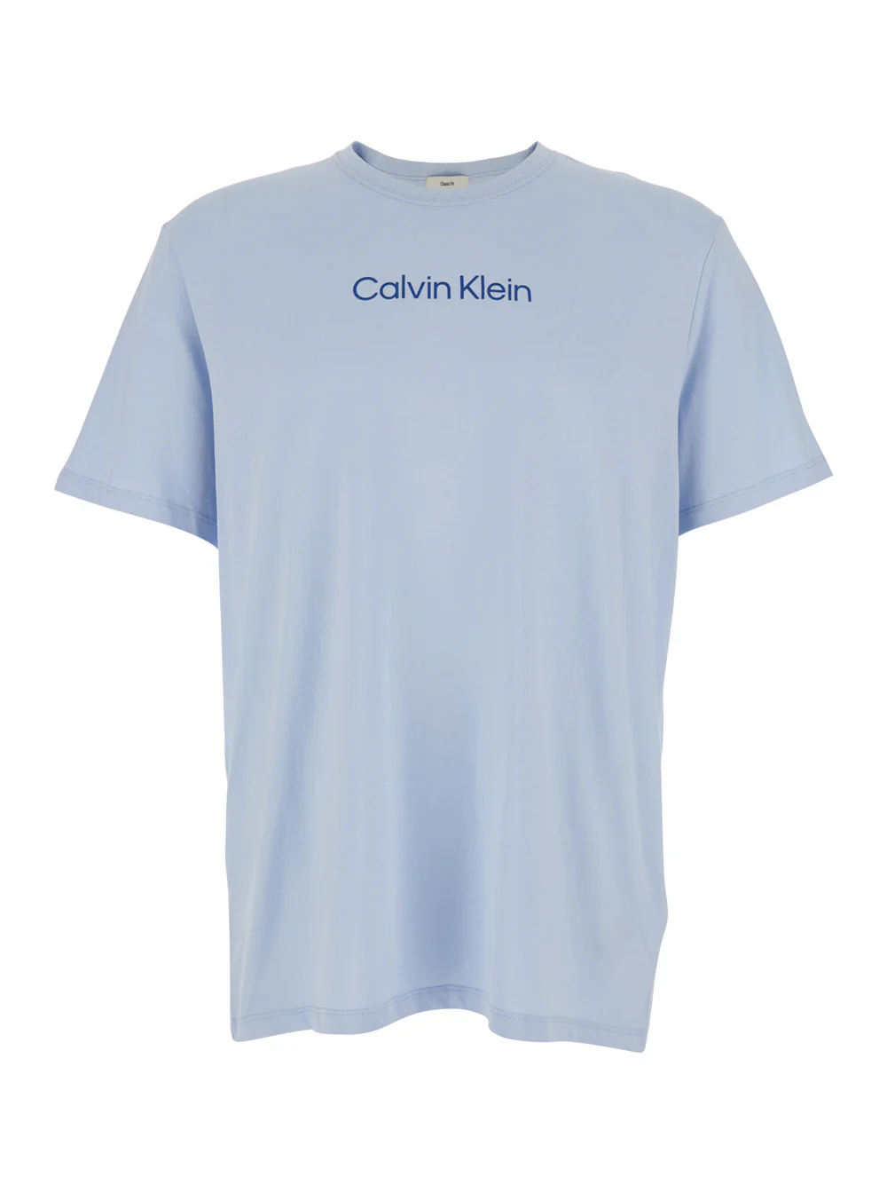 Crew Neck T-shirt CALVIN KLEIN with Logo on the Front in Blue Cotton for Men Light Tshirts And Polo Shirts