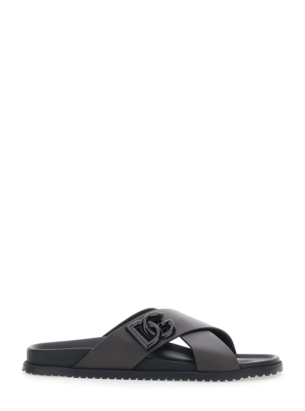 Dolce & Gabbana Brown Leather Sandals with DG Logo Detail on the Front for Men Calf Flat Shoes