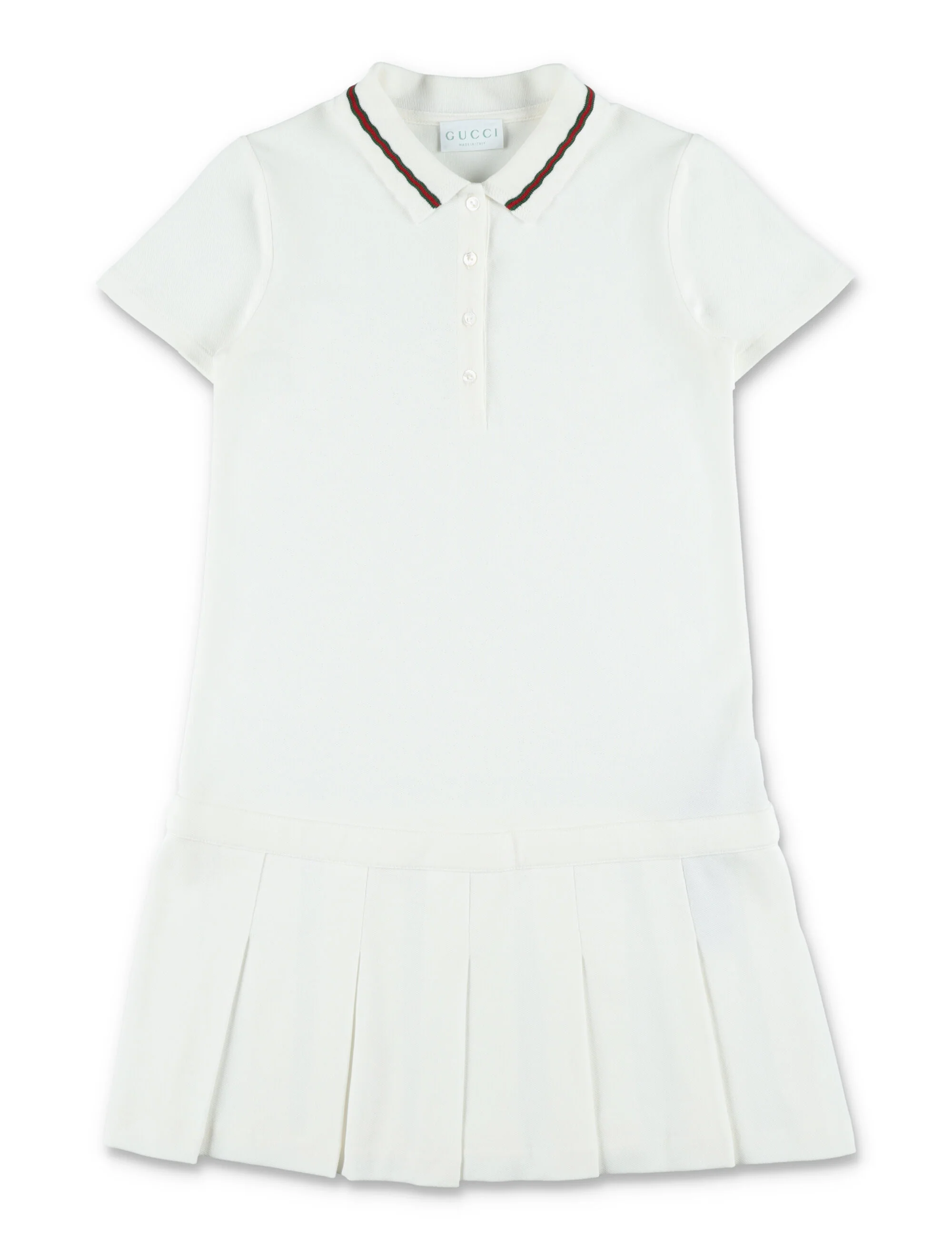 Gucci Girls Cotton Piqué Polo Dress With Web Details New White