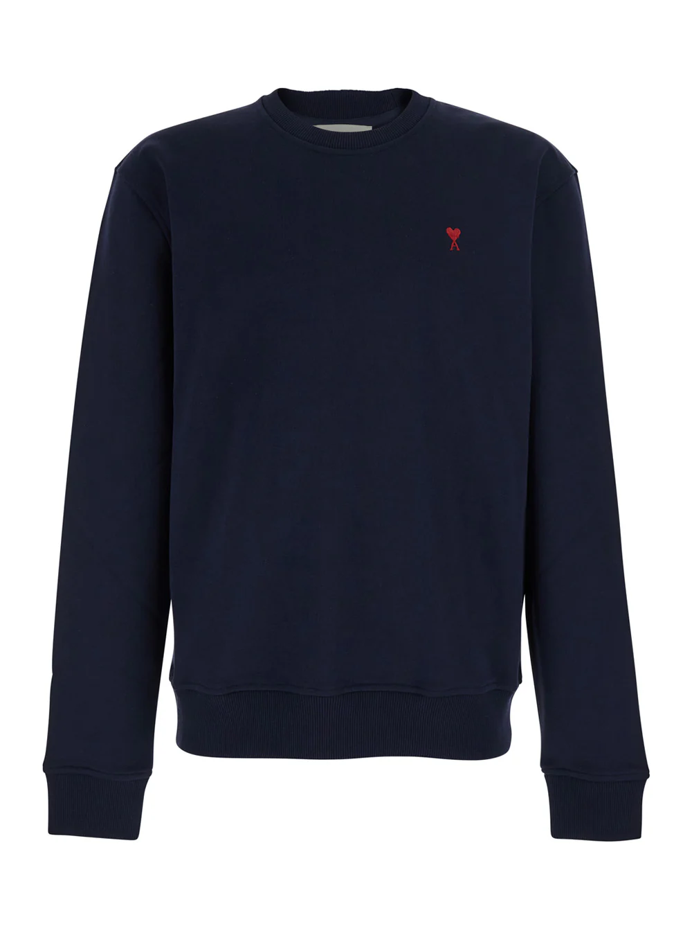AMI Paris Blue Sweatshirt With Ami De Coeur Logo On The Front In Cotton Man Blu Sweatshirts