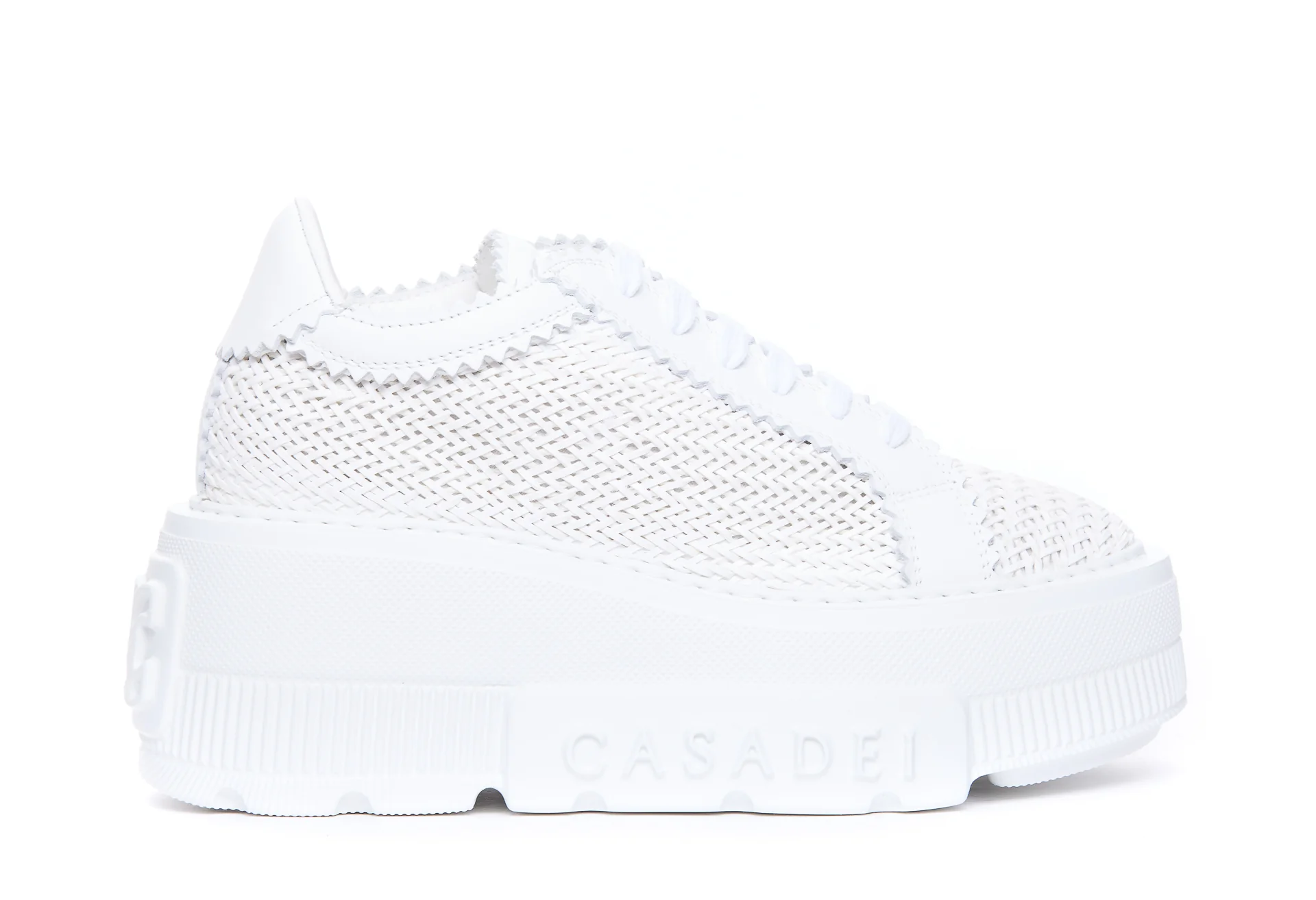 Casadei Sneakers White Calf Leather/rubber Sole