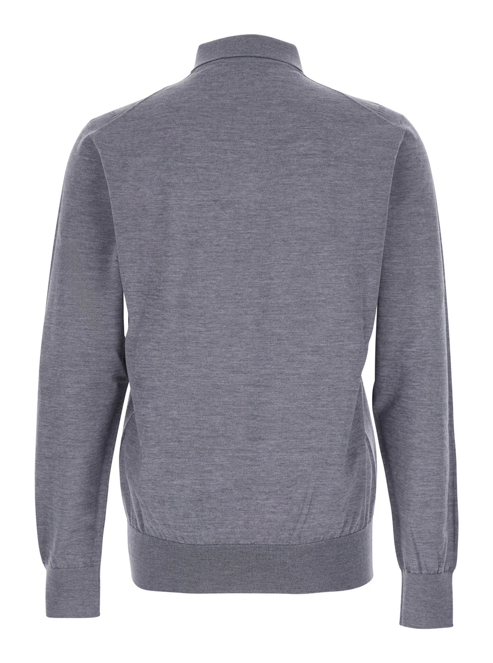 Dolce & Gabbana Grey Polo Shirt with Classic Collar and Tonal Logo Embroidery on the Front in Wool Man Virgin Jersey