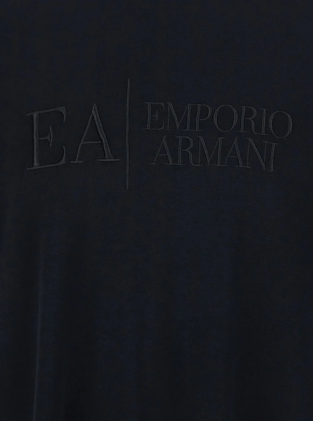 Emporio Armani Black T-Shirt with Embroidered Lettering Logo on the Front for Men Cotton Tshirts And Polo Shirts