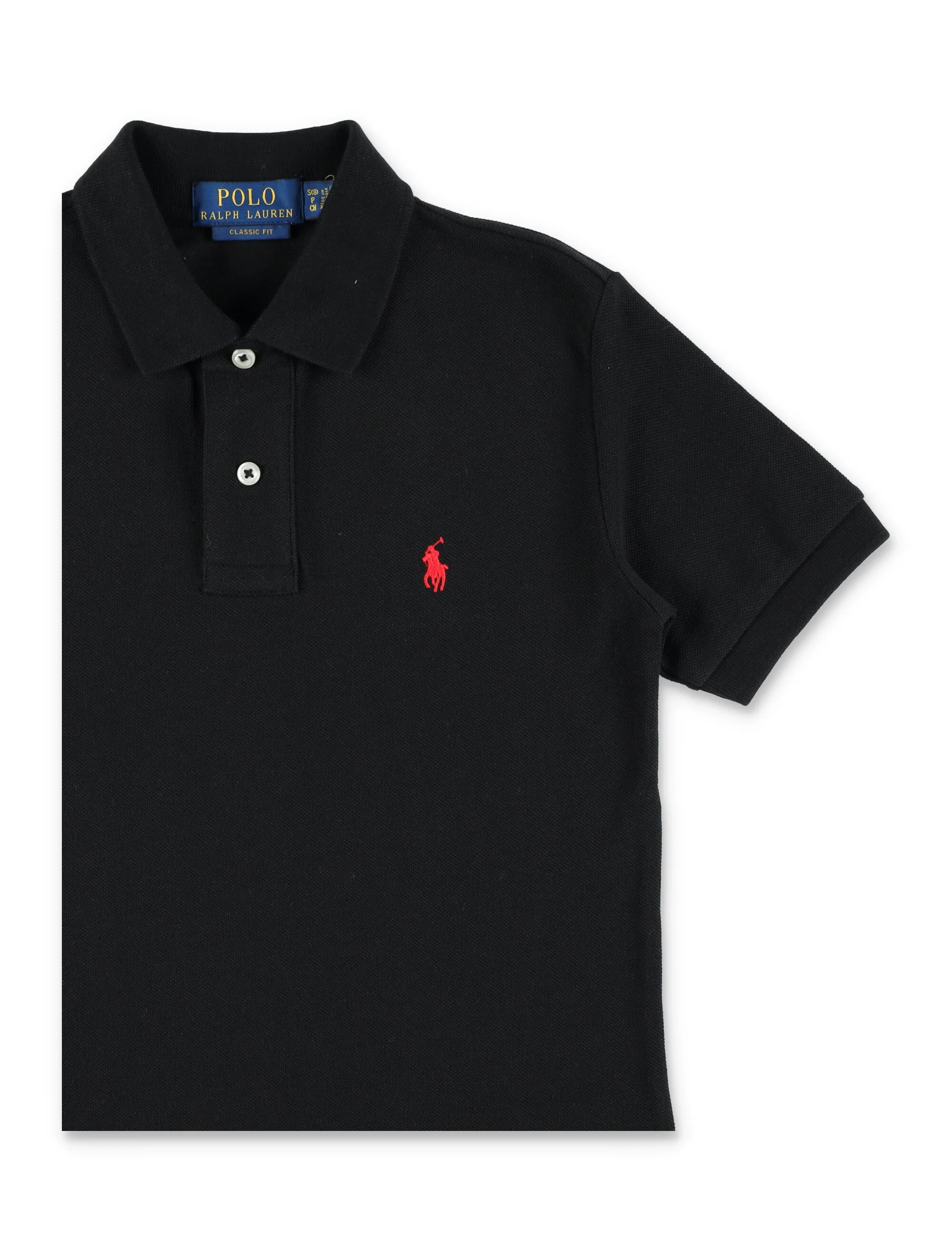 Polo Ralph Lauren Kids Slim Fit Cotton Piquet Shirt Black Tshirt