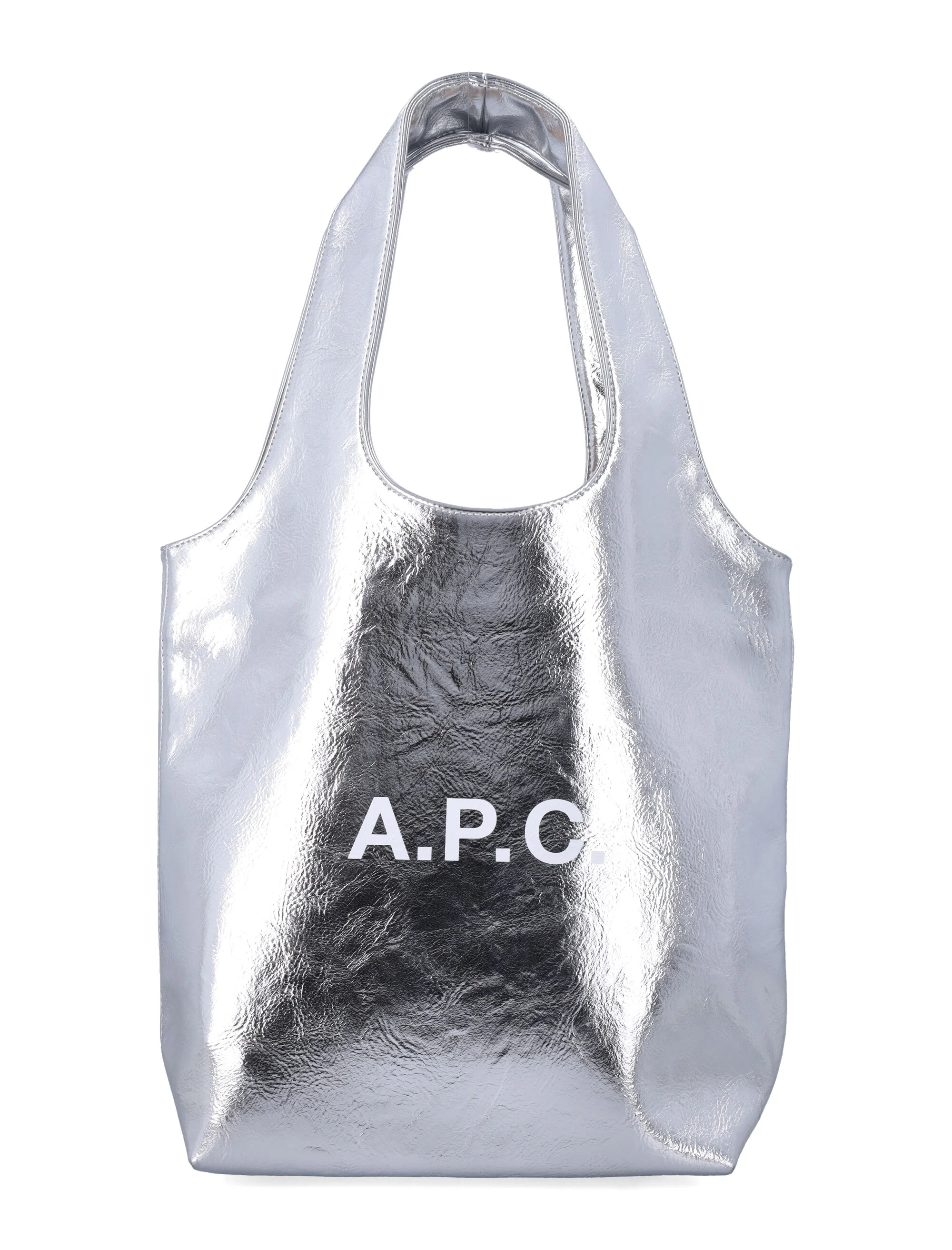A.P.C. Ninon metallised small tote Silver Polyurethane