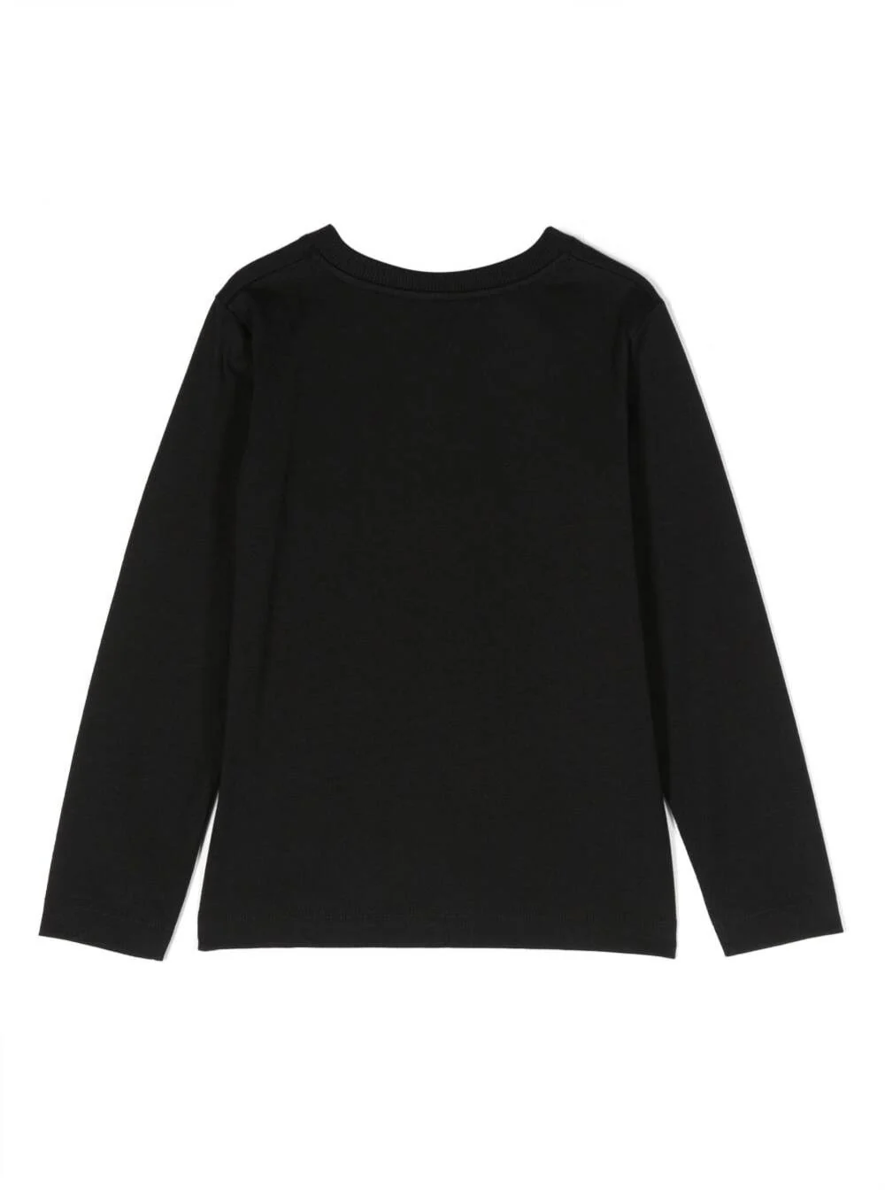 Moschino Kids Black T-Shirt With Long Sleeves And Contrasting Logo Print Cotton Boy Tshirts Polo Shirts