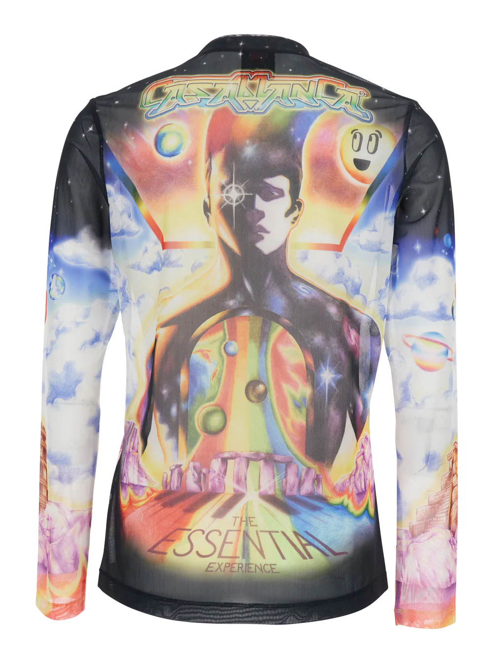 Casablanca Long Sleeve Crew Neck T-Shirt with All-Over Print in Multicolor Stretch Tech Fabric for Men Polyester Elastane Jersey