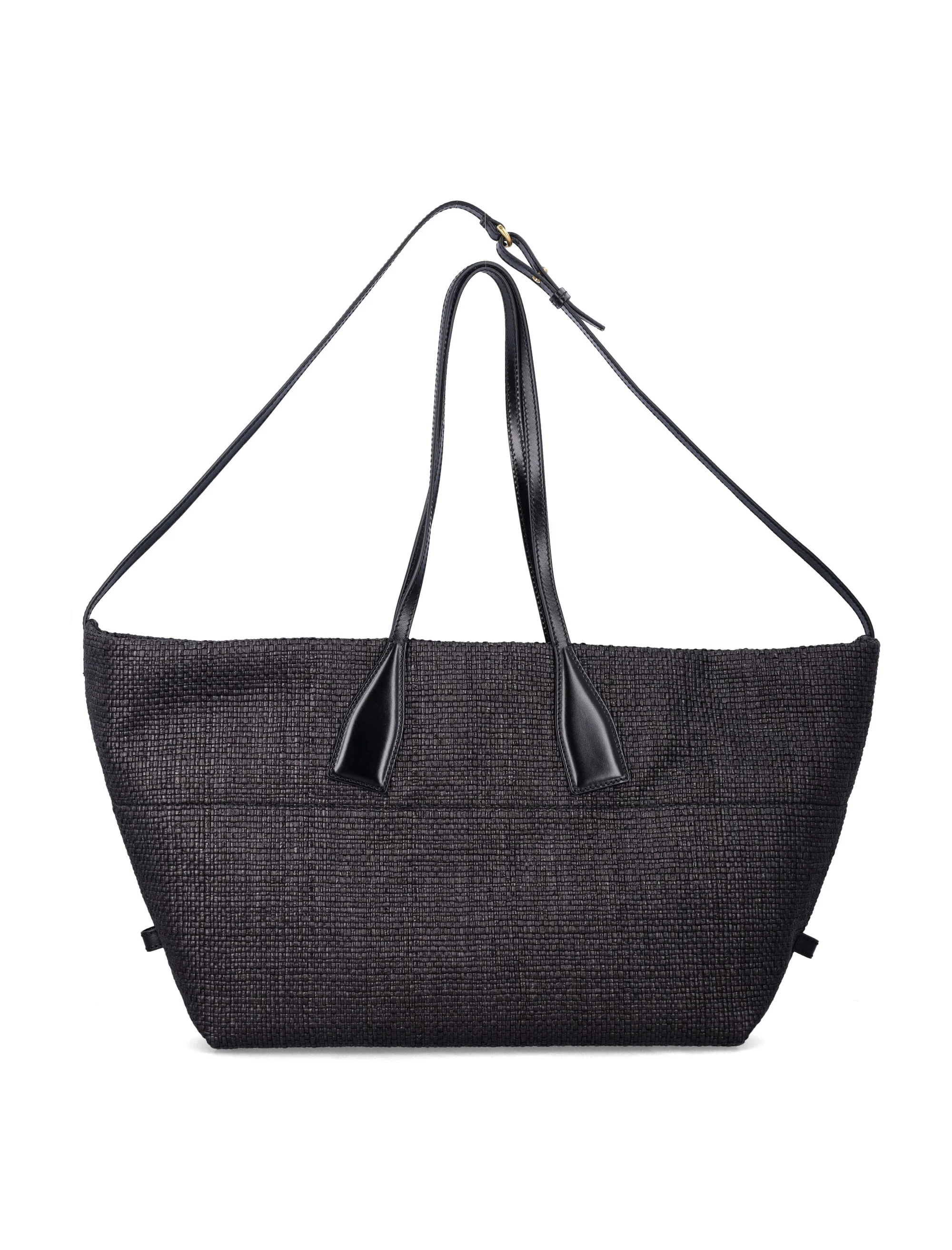 Balmain Track raffia tote bag Black Polyamide Trim