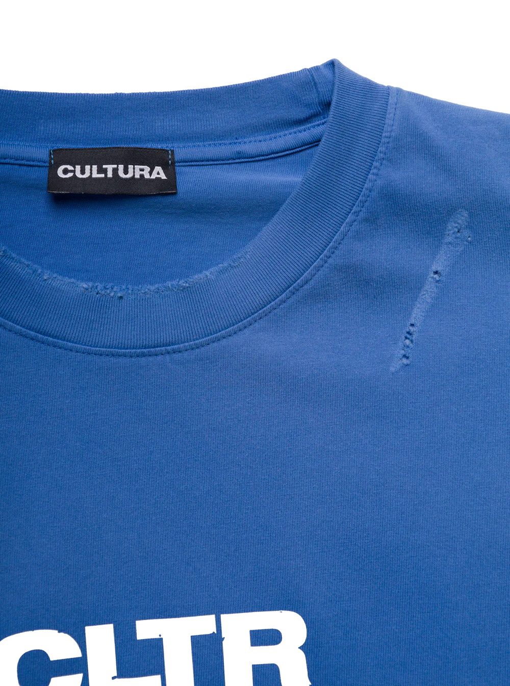 Cultura Blue Crewneck Sweatshirt with Contrasting CLTR Print in Jersey Man Blu Sweatshirts