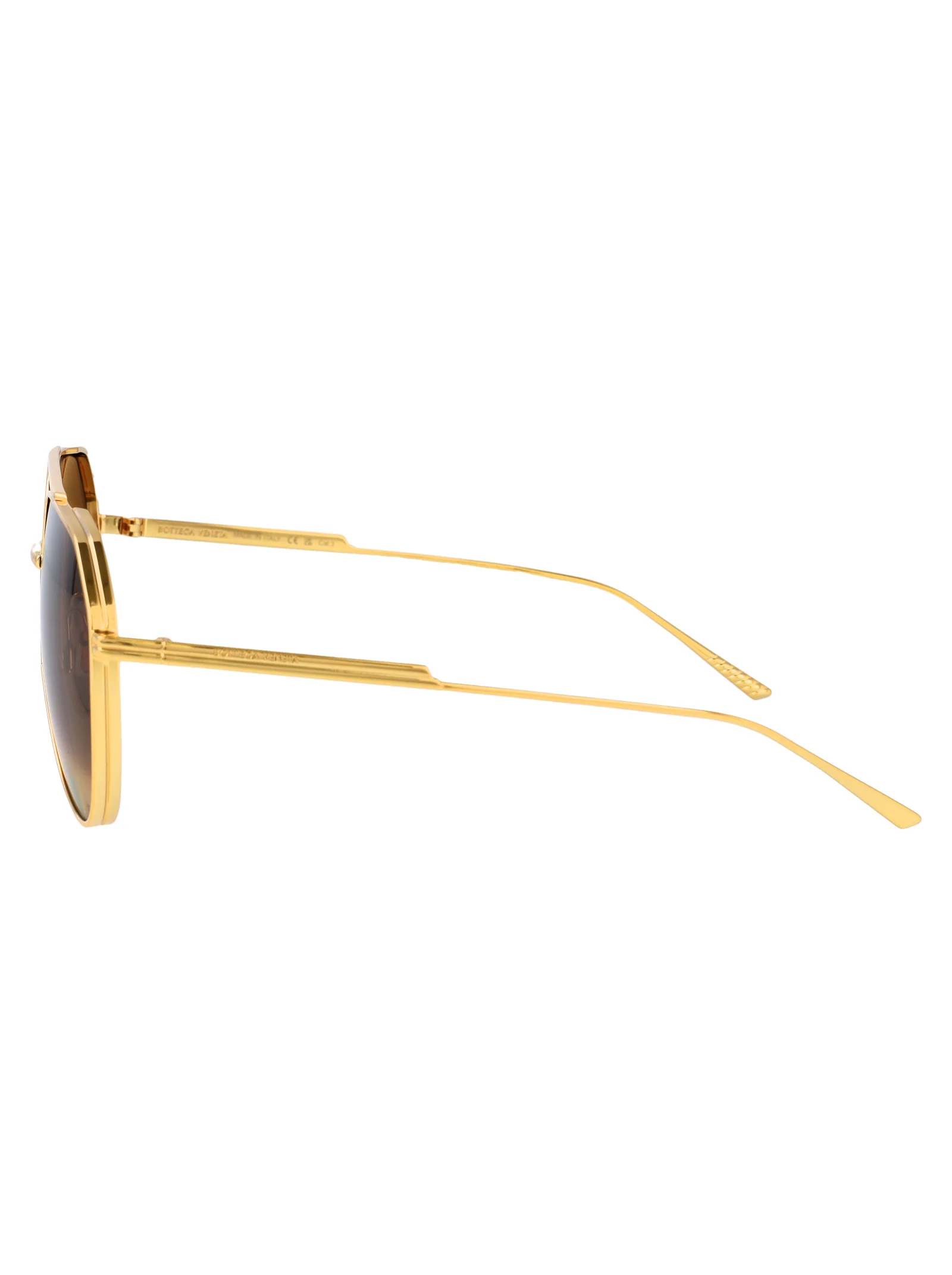 Bottega Veneta Bv1465s Gold-gold-brown Metal Sunglasses