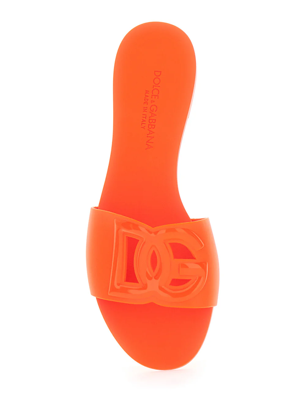 Dolce & Gabbana Cutout Jelly Slides Orange Flat Shoes