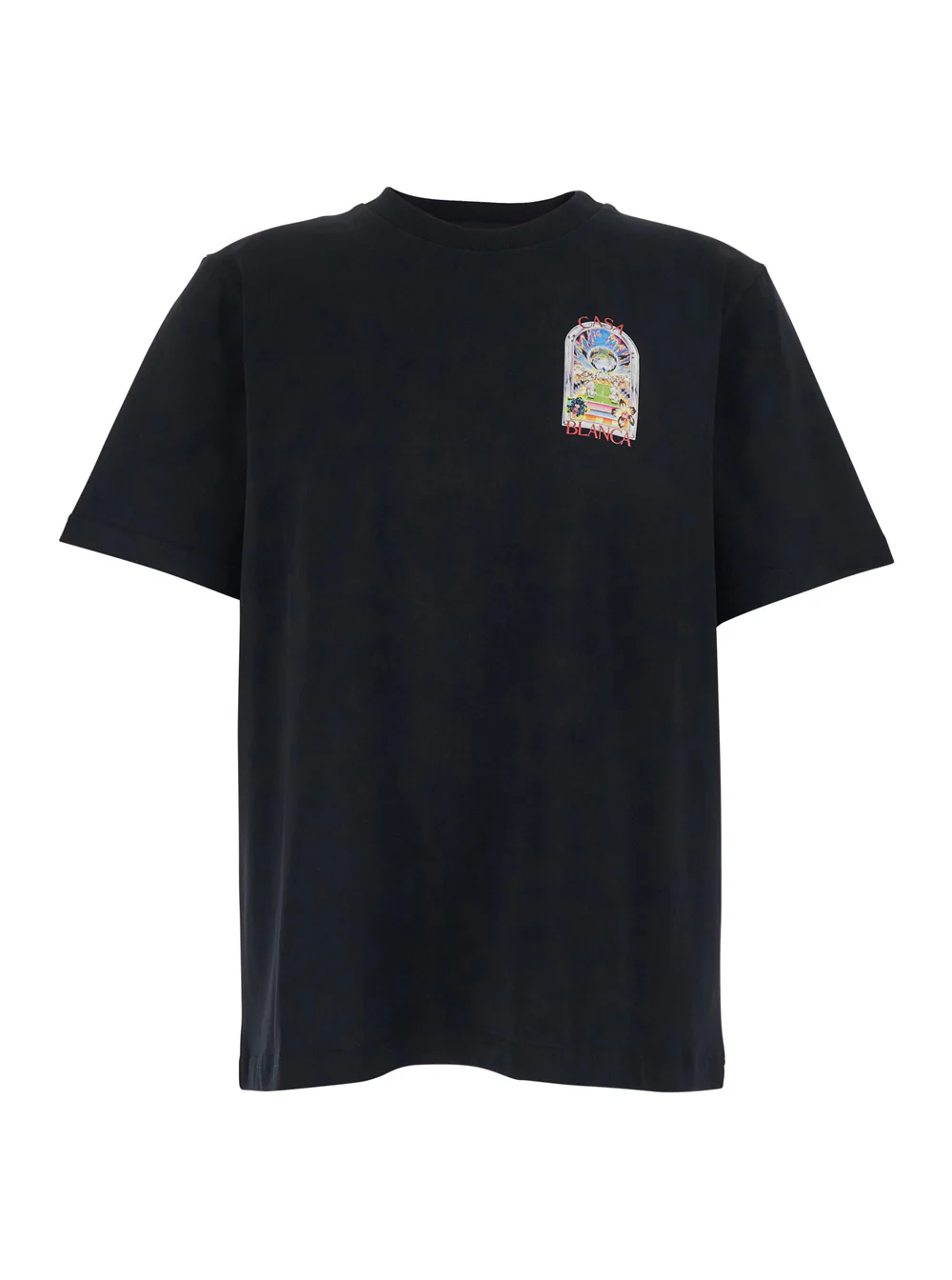 Casablanca Black T-Shirt with Logo Detail on the Front and Maxi Back in Cotton for Men Tshirts Polo Shirts