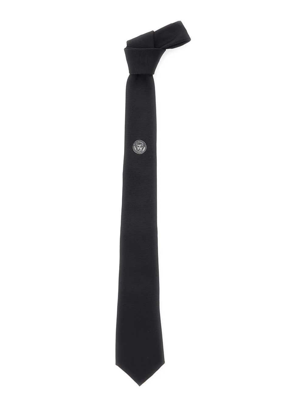 Versace Black Tie with Medusa on the Front in Silk for Men Papillon And Ties