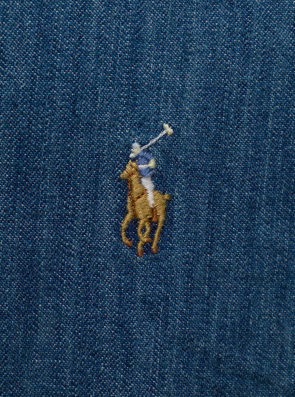 Polo Ralph Lauren Shirt Slim Fit With Button Down Collar And Pony On The Front Blue Denim For Men Blu Blouses