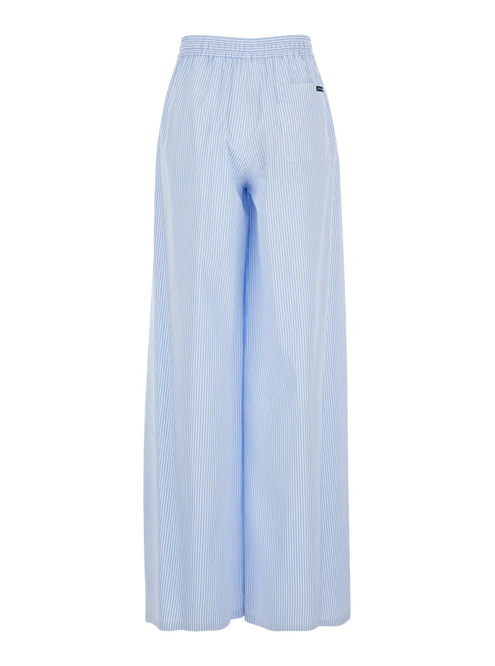 Dolce & Gabbana Blue Pants With Elastic Waist And Striped Motif Womens Fabric Light Trousers