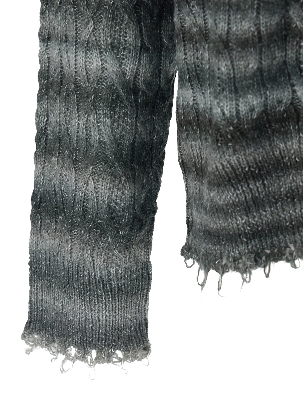 Won Hundred Grey Crewneck Sweater with Fringed Hem and All-Over Striped Motif in Cotton Blend Man Nylon (recycled) Jersey