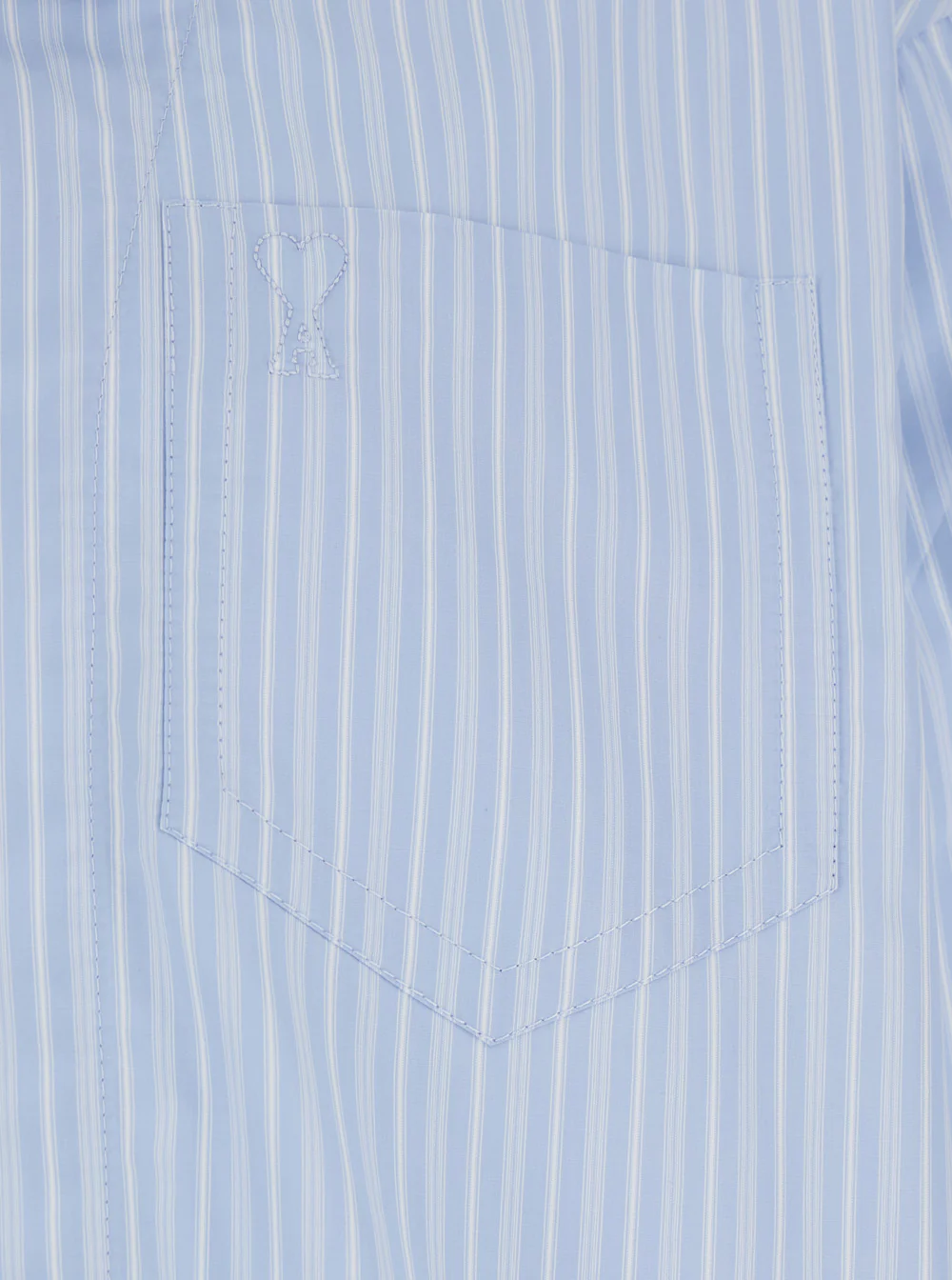 AMI Paris Light Blue Shirt with Classic Collar and Stripe Motif in Cotton Men Blouses