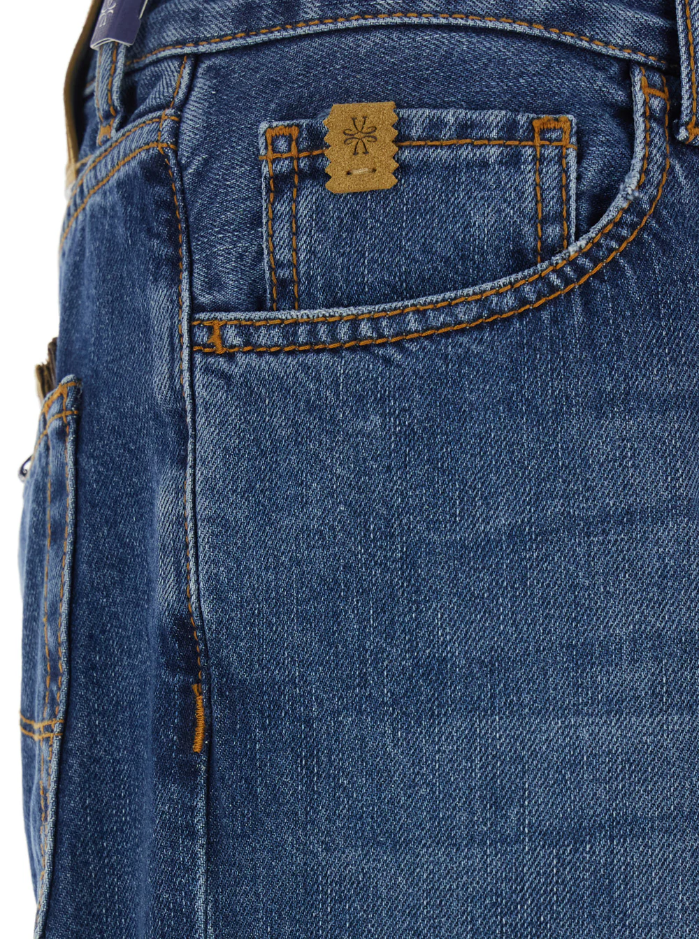 Jacob Cohen Five-Pocket Jeans With Leather Logo Patch On The Back Blue Denim For Men Blu Cotton