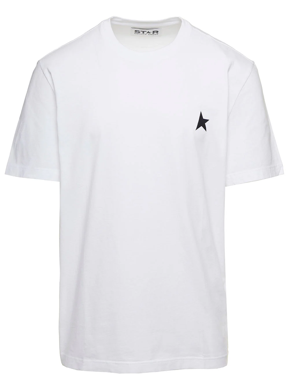 Golden Goose White T-Shirt with Round Neck and One Star Logo Print on the Front for Men Cotton Tshirts Polo Shirts
