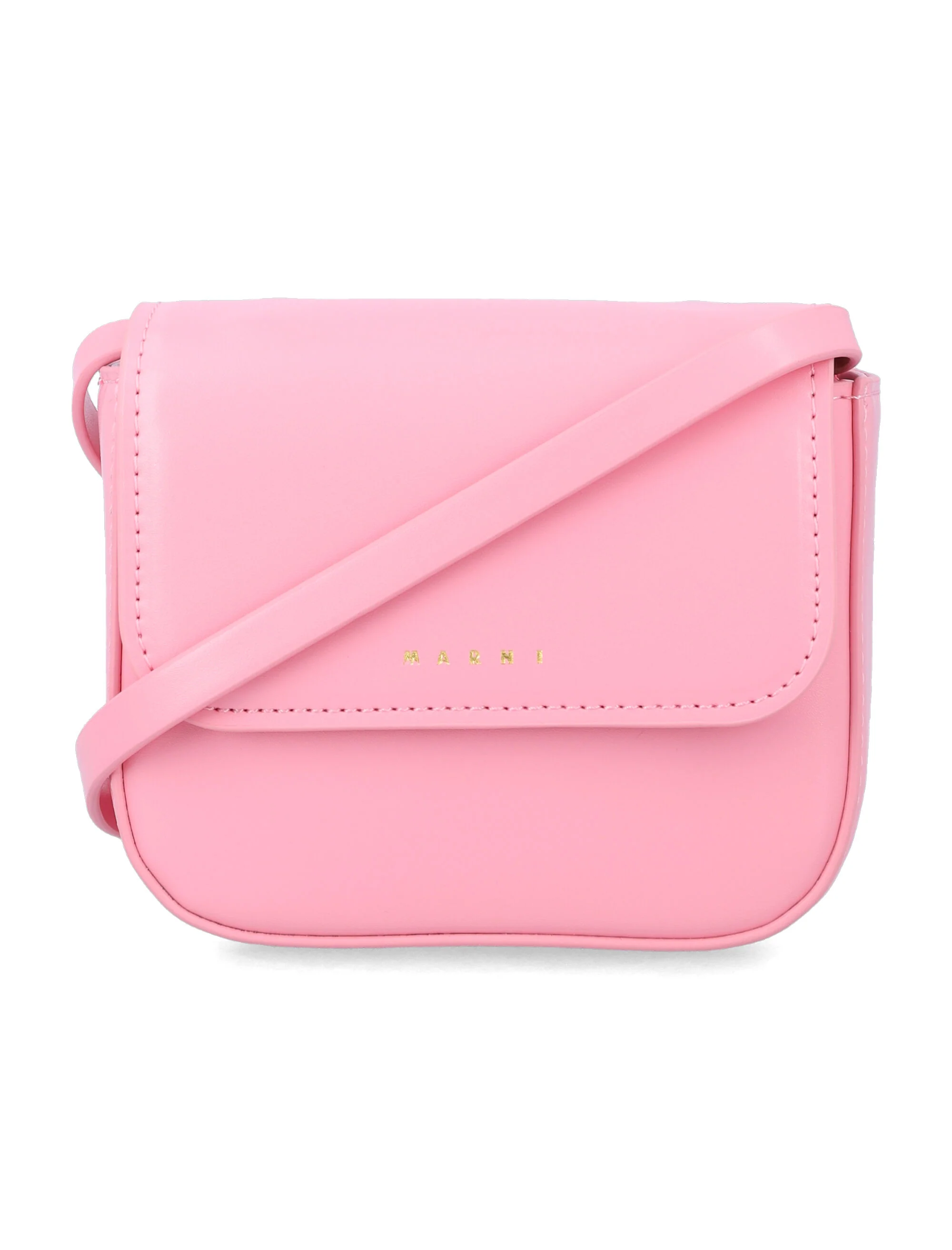 Marni Girls Mini Eco Leather Shoulder Bag Pink Polyester Lining