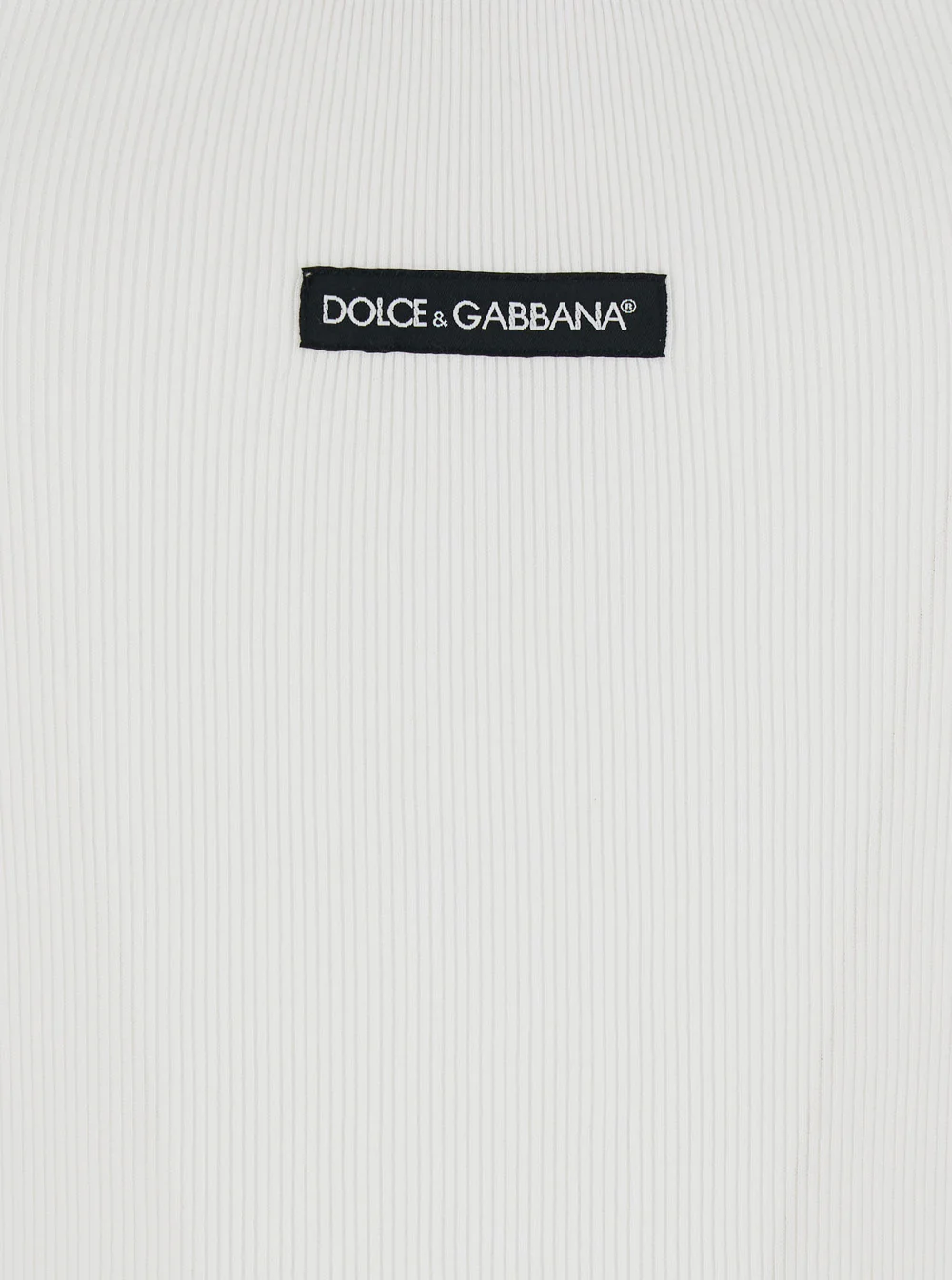 Dolce & Gabbana White Sleeveless Tank Top with Round Neck and Logo Patch on the Front in Cotton for Man Tops