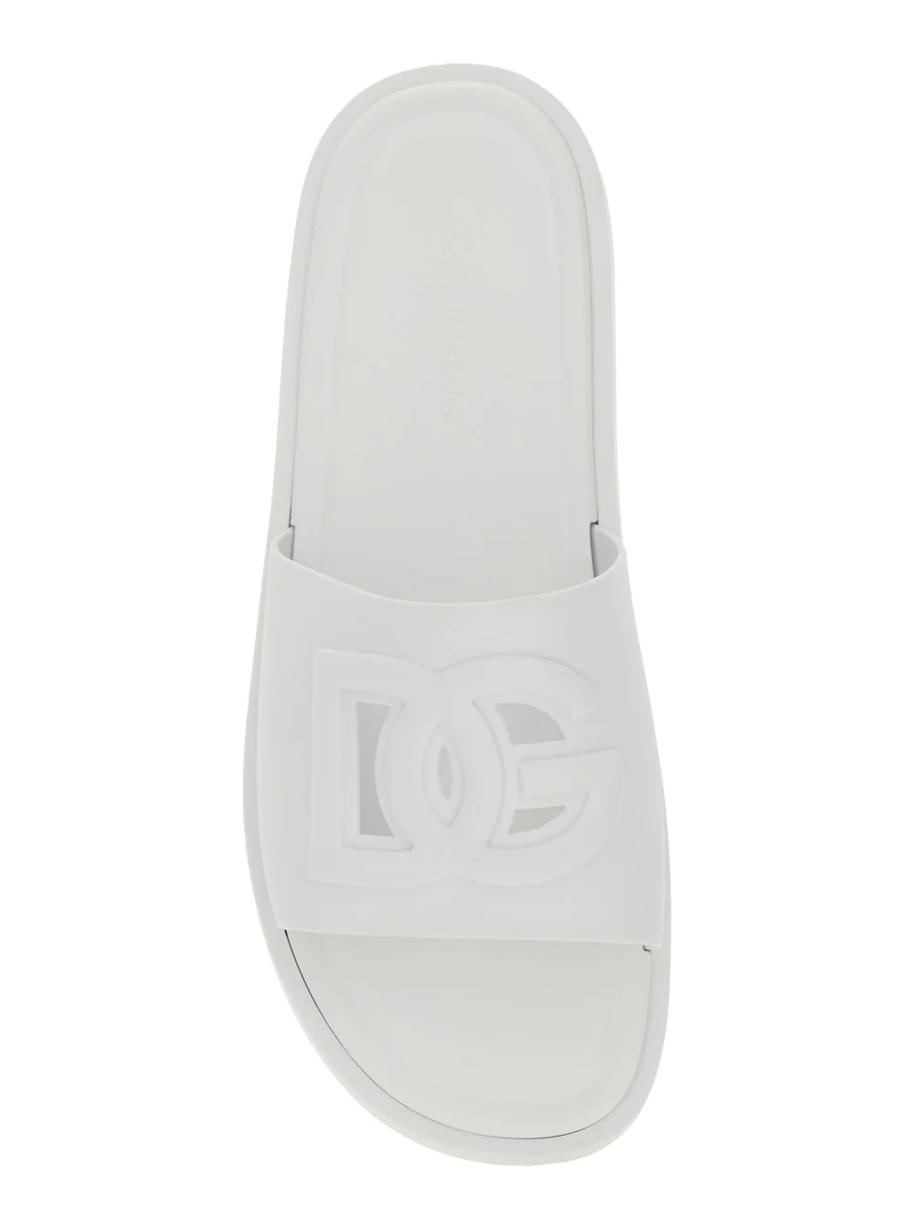 Dolce & Gabbana White Slip-On Sandals with Logo Detail in Rubber for Men Flat Shoes