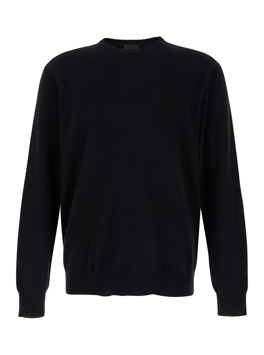 Plain Black Crewneck Long Sleeve Sweater in Cashmere Man Jersey Plain Black Crewneck Long Sleeve Sweater in Cashmere Man Jersey