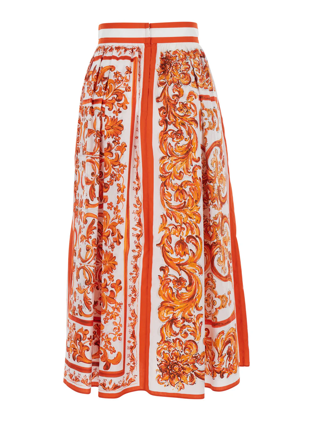 Dolce & Gabbana Maiolica Midi Skirt Orange
