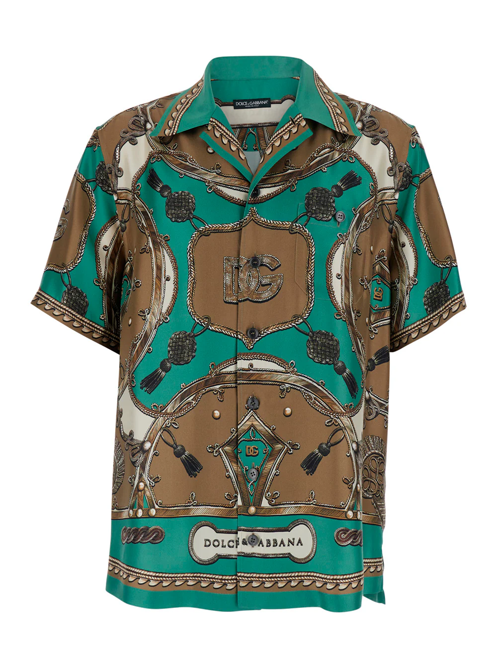 Dolce & Gabbana Multicolor Bowling Shirt with Cuban Collar and All-Over Floral Print in Silk for Men Blouses