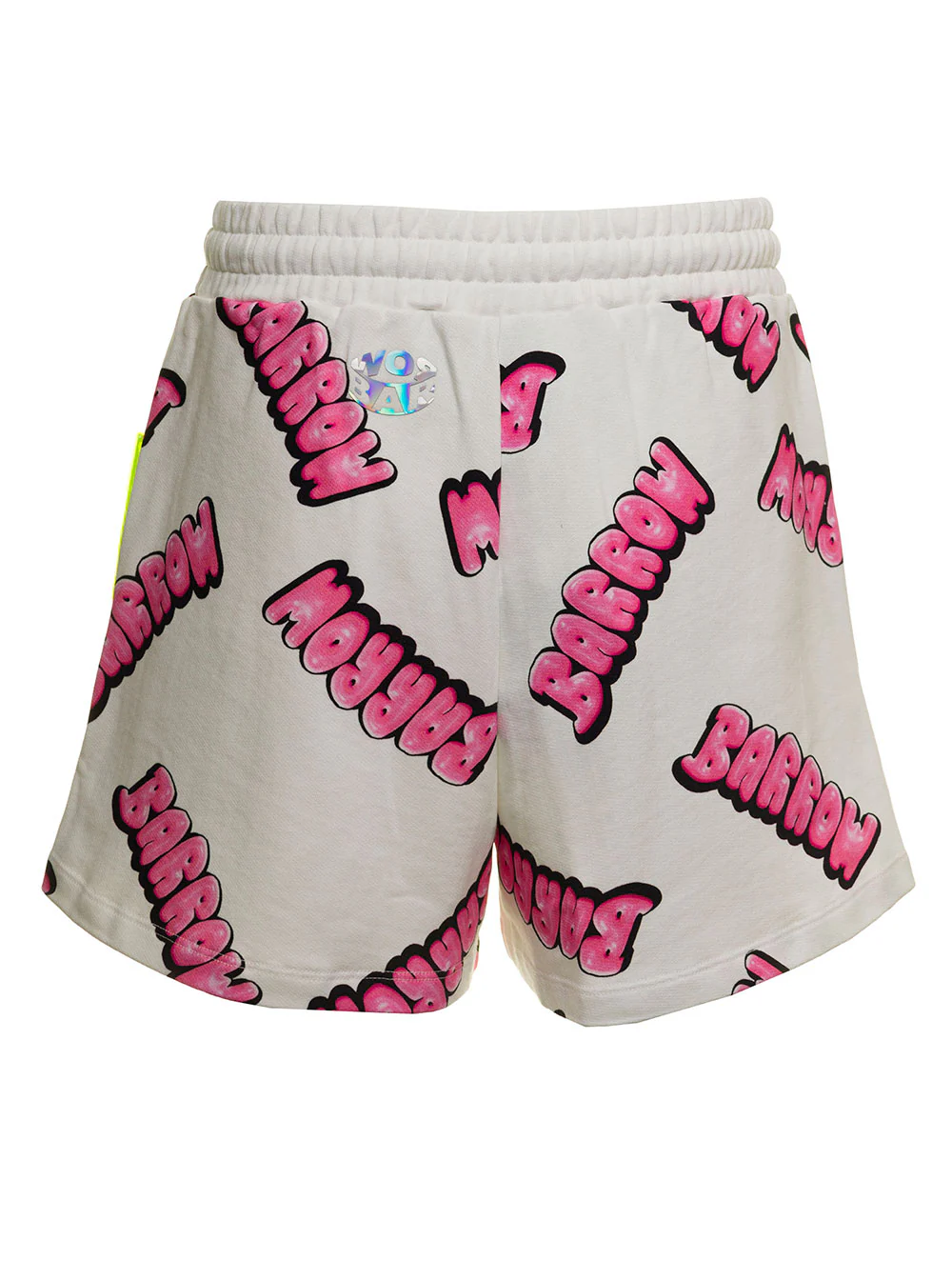 Barrow Mens Cotton Bermuda Shorts With Allover Logo Print White And
