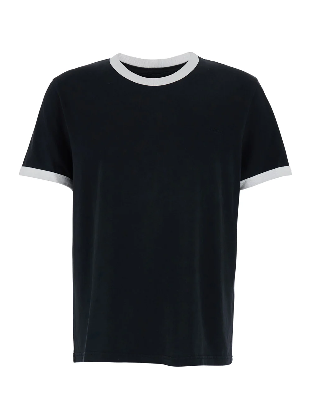 A.P.C. Black Crew Neck T-Shirt with Contrast Details in Cotton for Men Biological Tshirts And Polo Shirts