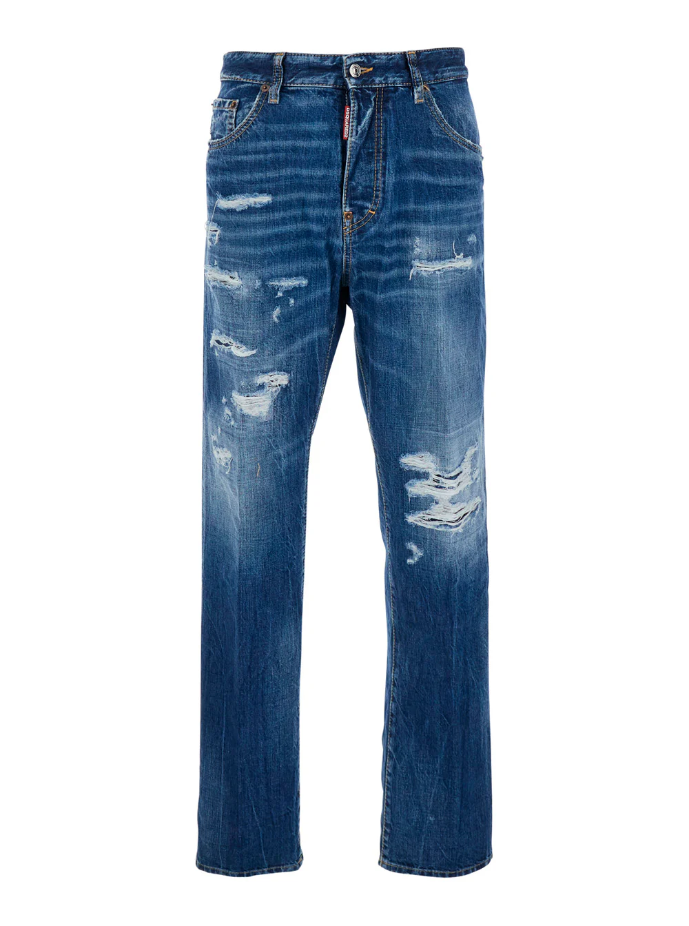 Dsquared2 Jeans 642 with All-Over Ripped Details and Logo Patch on the Back in Blue Denim for Men Blu Cotton