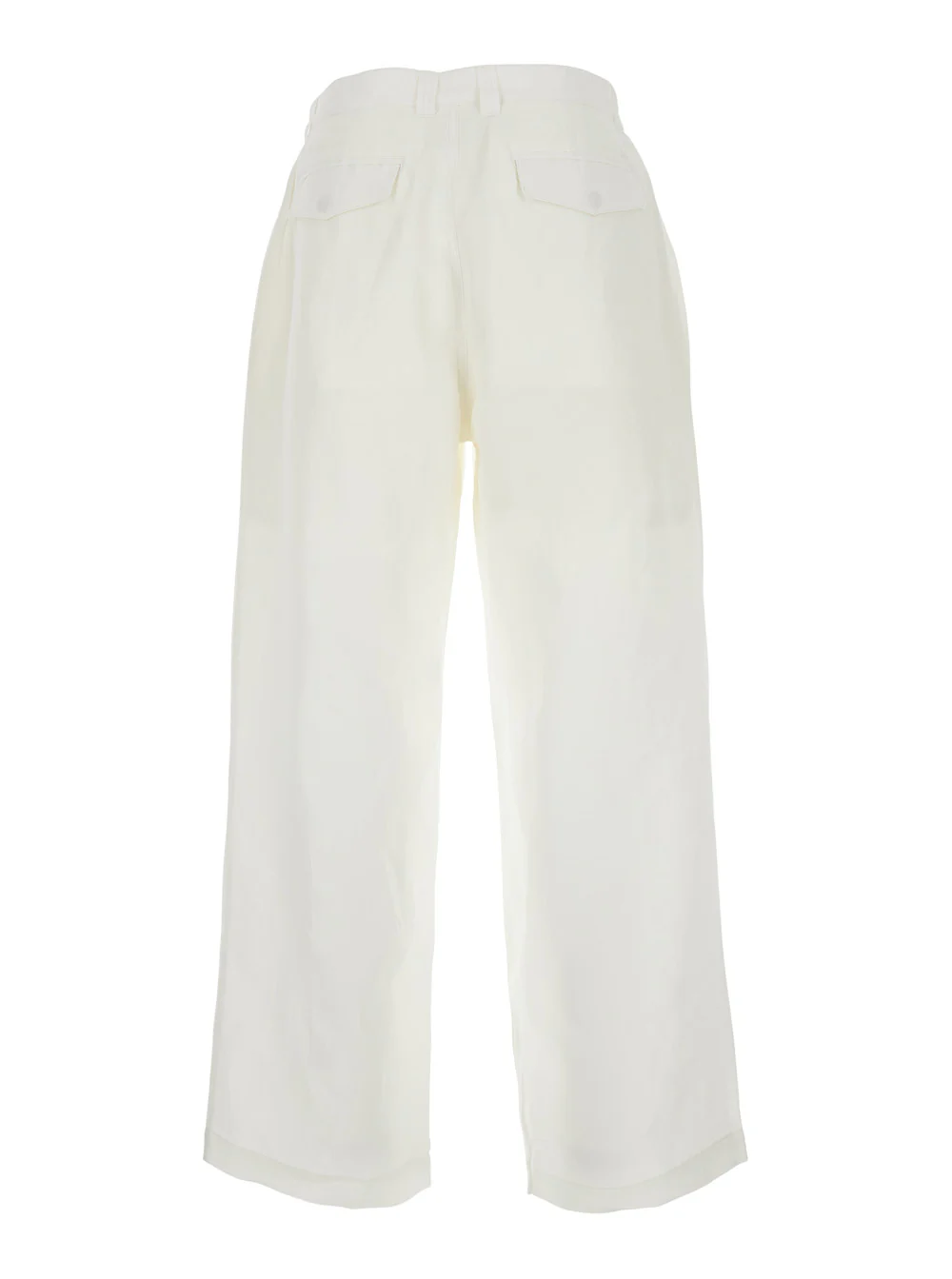 Coor CLASSY OVERSIZED TWO-TUCK TROUSERS - White with double pleat at the front In Viscose Women Linen Nylon