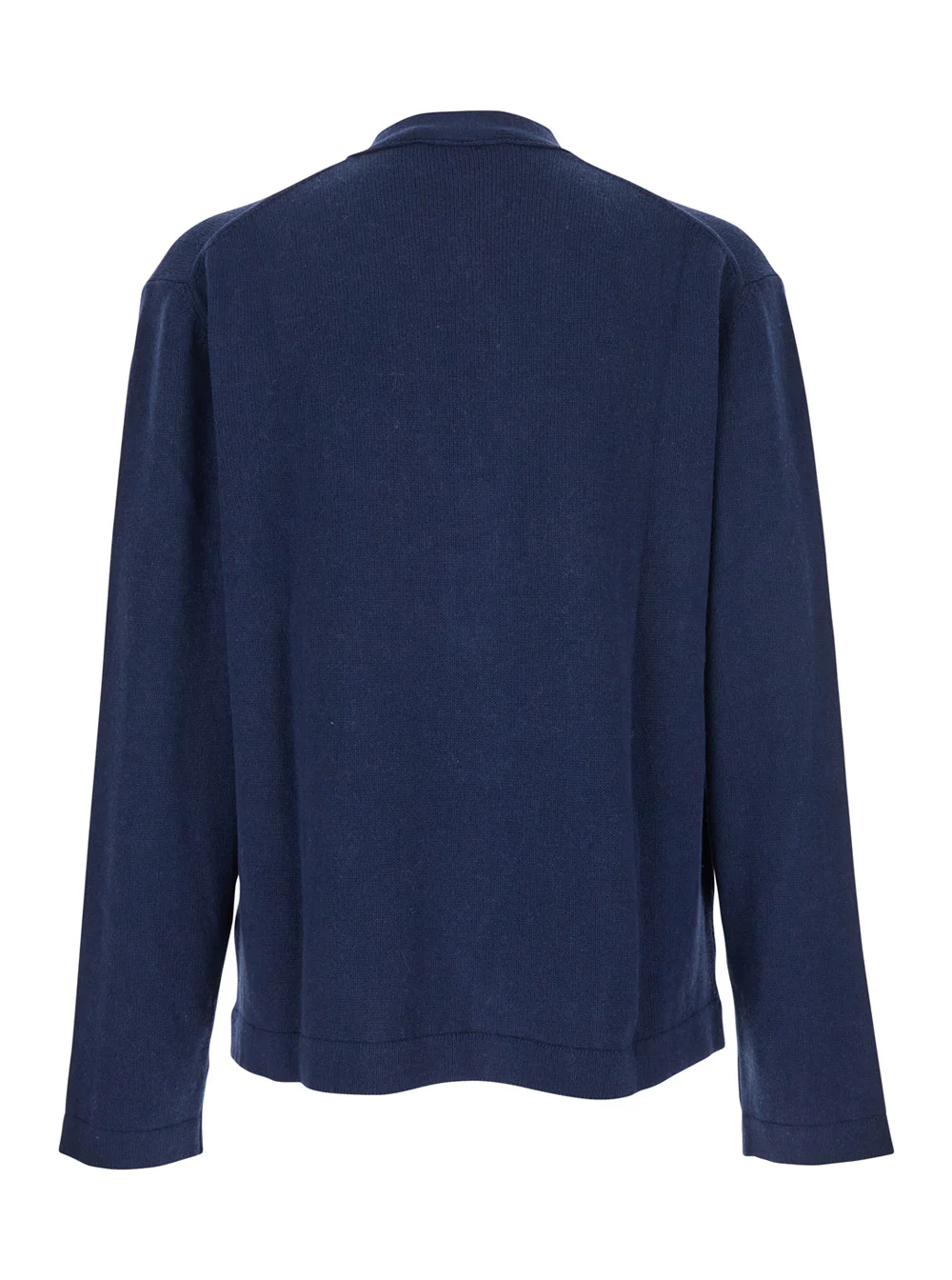 Vivienne Westwood Blue V-Neck Cardigan with Orb Decoration on the Front in Cotton Man Blu Cashmere Jersey
