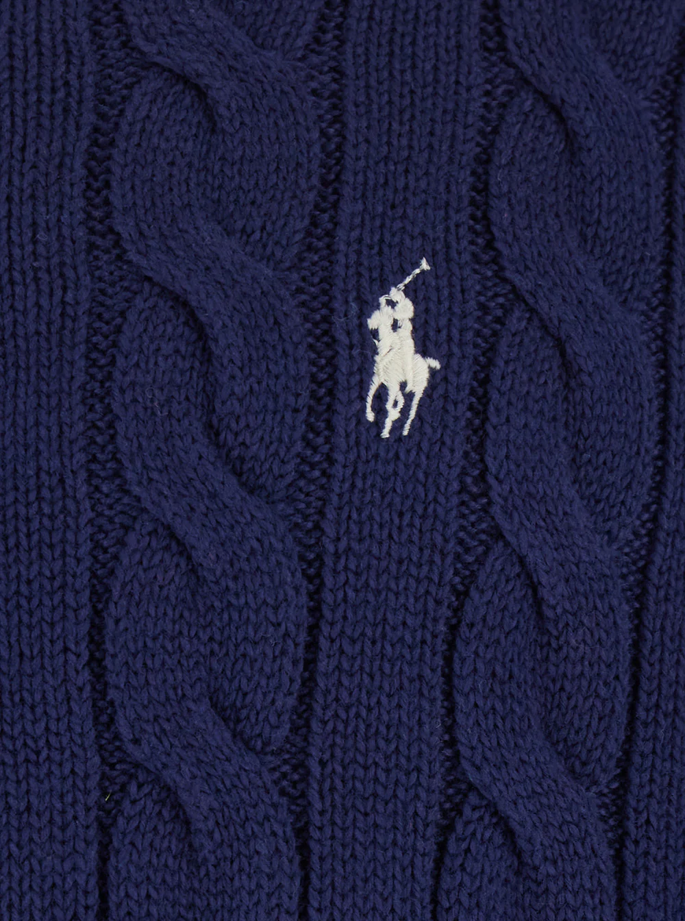 Polo Ralph Lauren Blue Crewneck Sweater with Braided Knit and Pony Embroidery on the Front in Cotton Man Blu Jersey