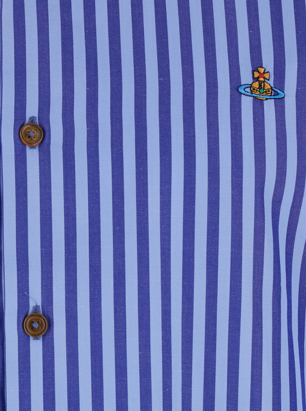 Vivienne Westwood Blue Long-Sleeved Shirt with classic collar and all-over striped motif incotton for men Blu Cotton Blouses