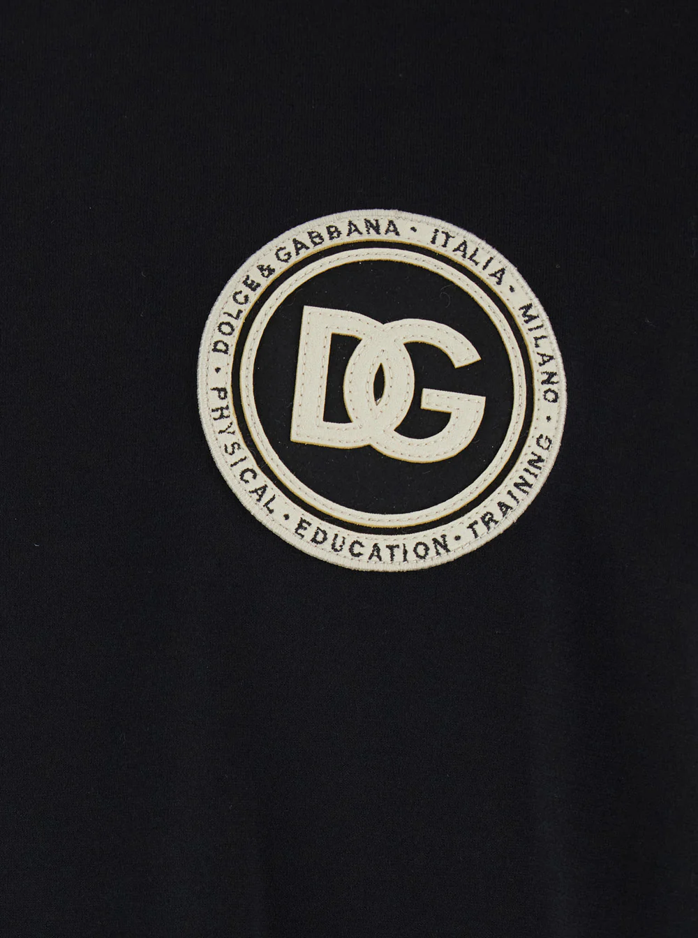 Dolce & Gabbana black crew Neck T-Shirt with logo embroidery on the front in cotton for men Tshirts And Polo Shirts