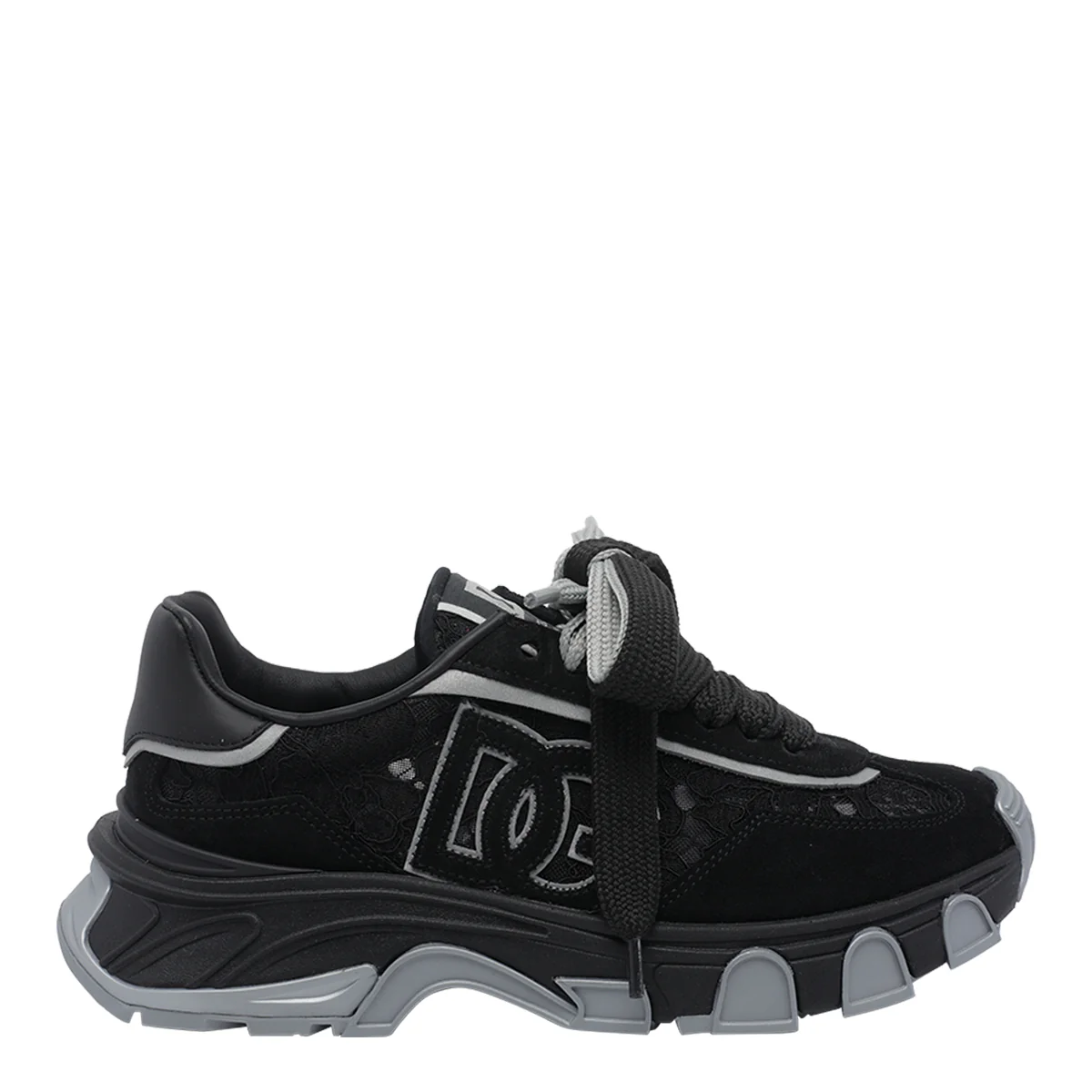 Dolce & Gabbana Sneakers Black Leather Fabric Rubber Sole