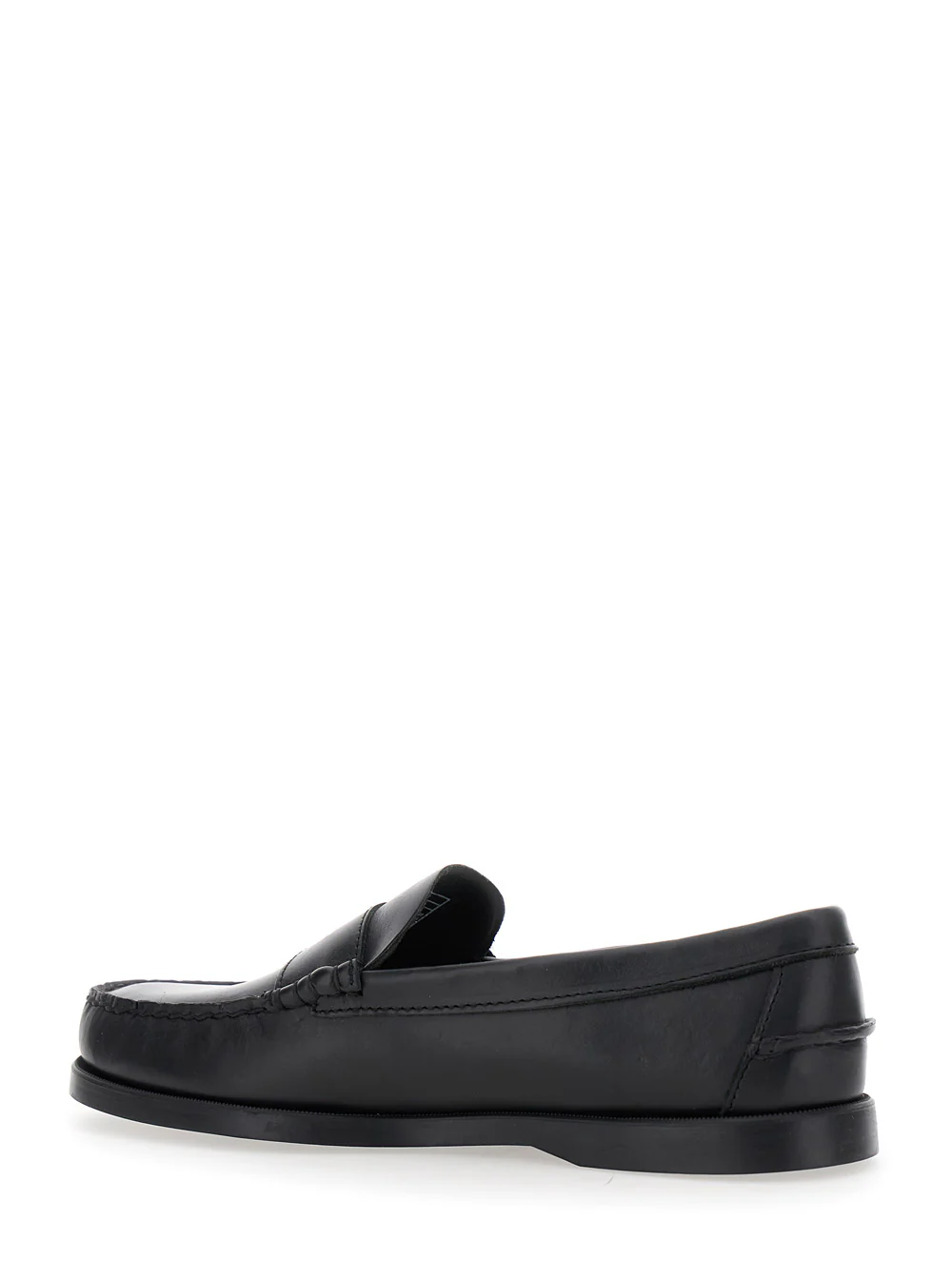 Sebago Dolphin Black Loafers With Side Logo Label And Slip On Design Leather Man