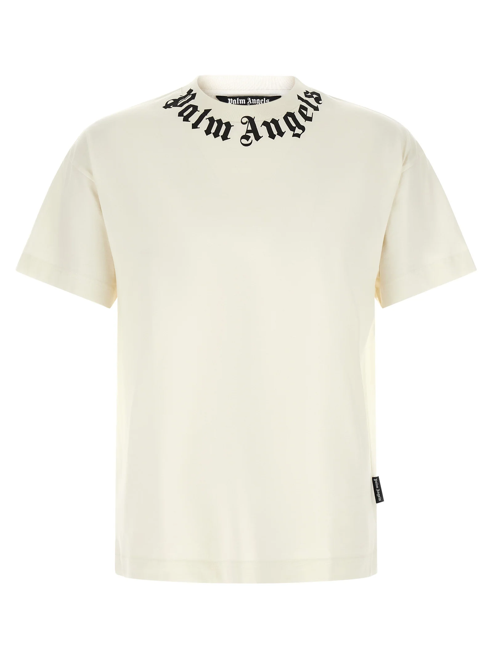 Palm Angels Neck Logo T-shirt White/black Cotton