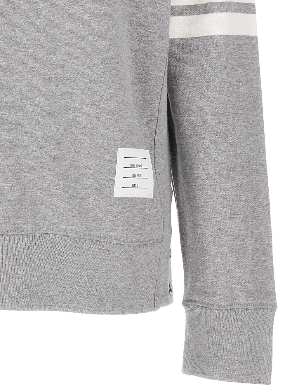 Thom Browne Mens 4 Bar Tab Sweatshirt with Contrast Stripes in Grey Cotton Sweatshirts