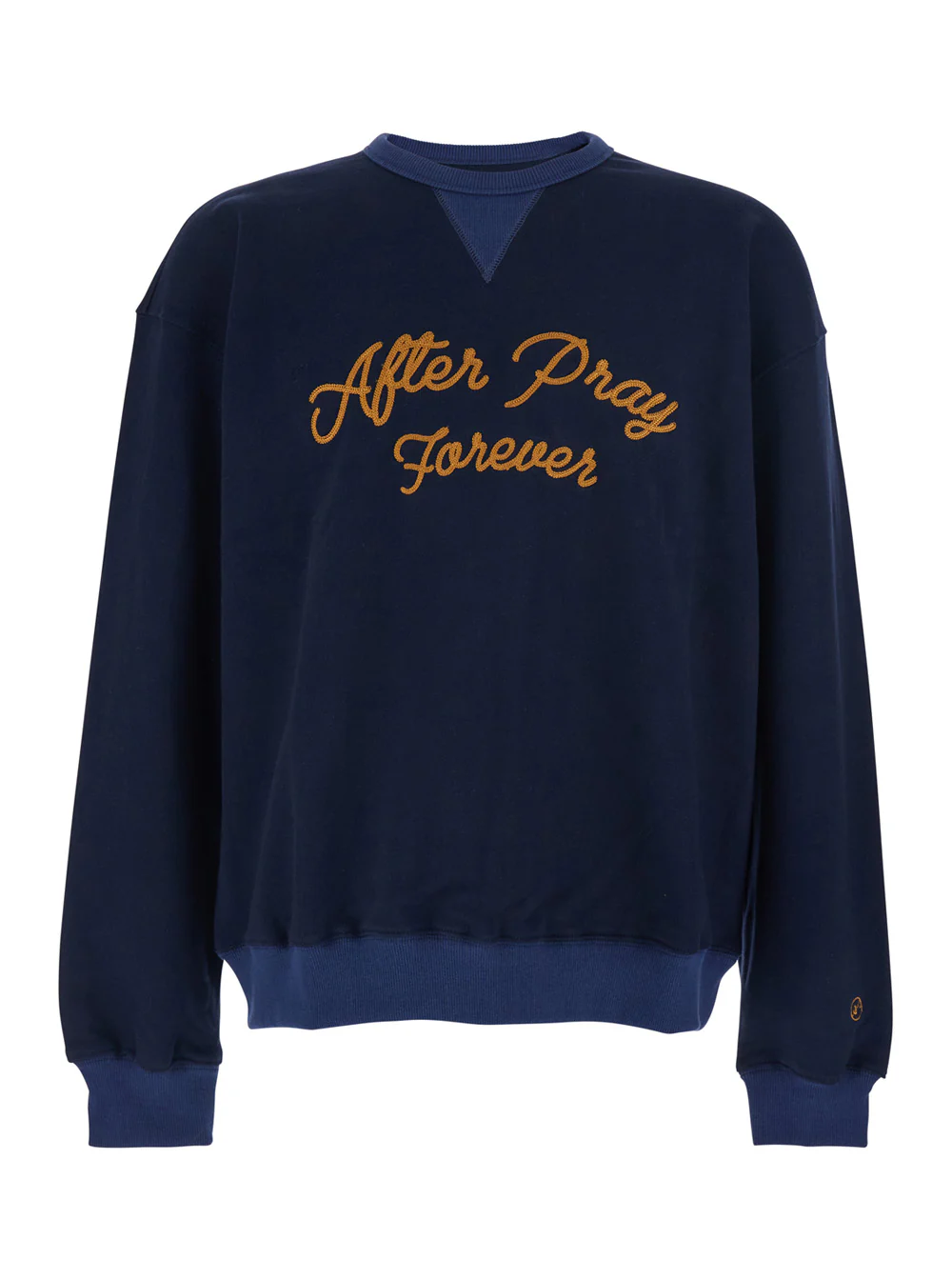 After Pray Forever Blue Sweatshirt with Logo Lettering on the Front and Dropped Shoulders in Cotton Man Blu Sweatshirts