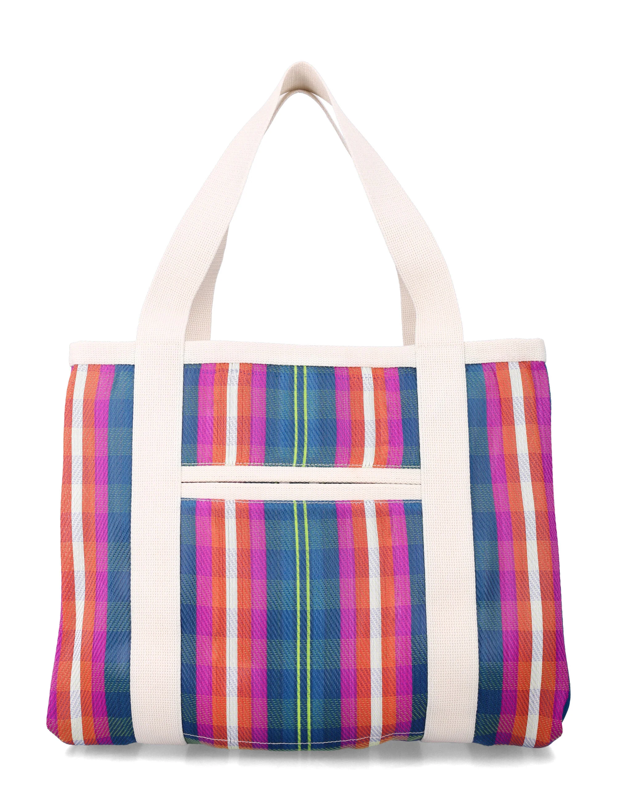 Isabel Marant Darwen striped shoulder tote Navy Orange Nylon