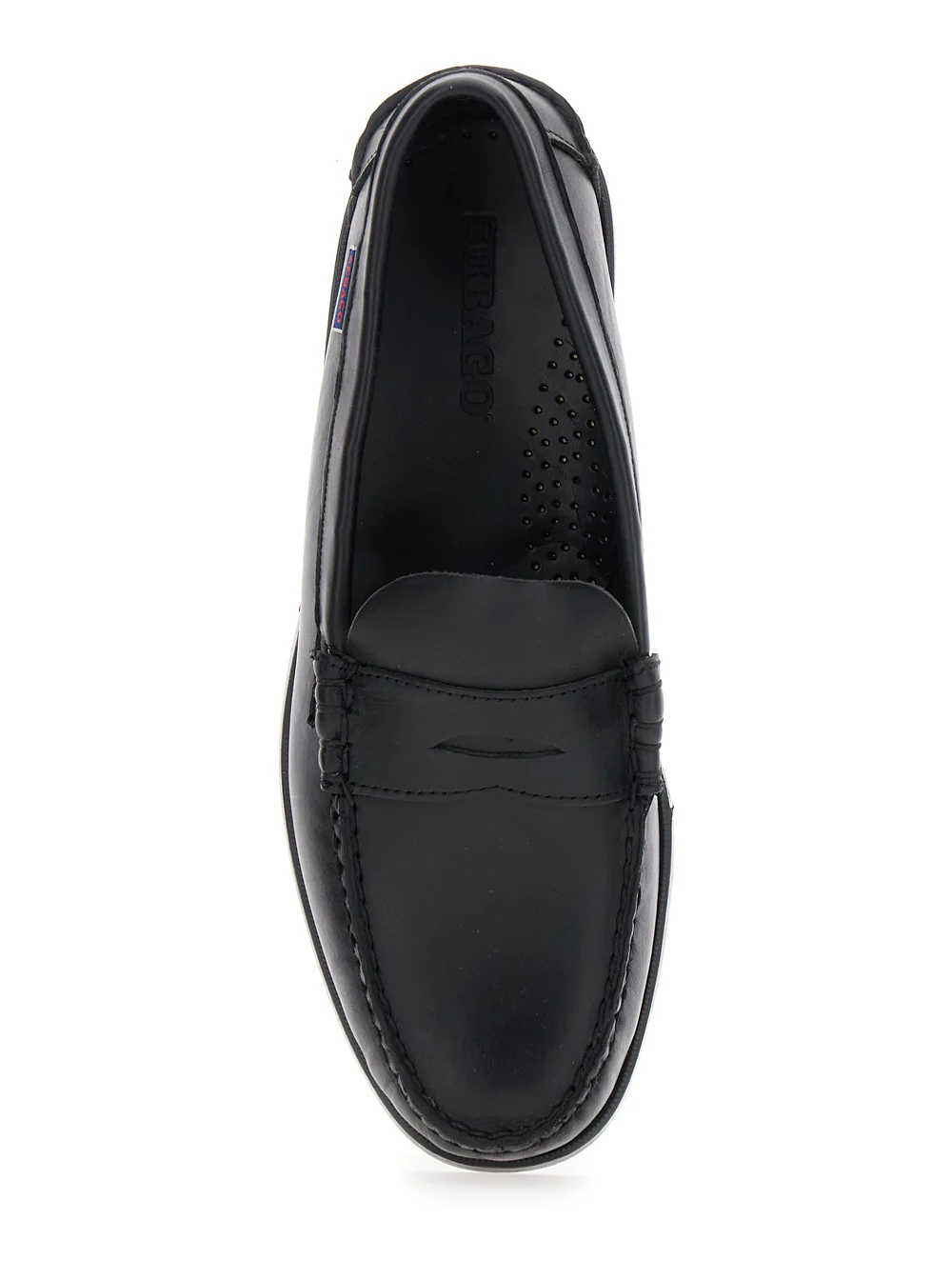 Sebago Dolphin Black Loafers With Side Logo Label And Slip On Design Leather Man