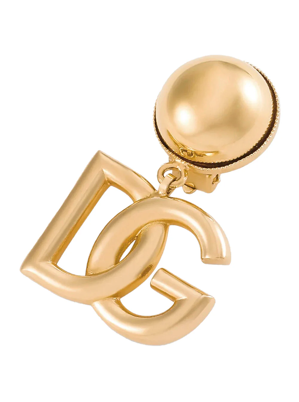 Dolce & Gabbana Earrings Pop With Pendant Logo And Clip Design Metallic Brass For Women